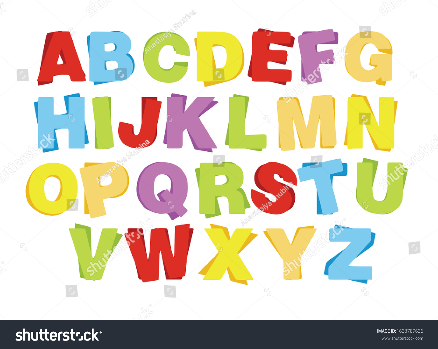 Alphabet Children Az Kids Learning Material Stock Vector (Royalty Free ...