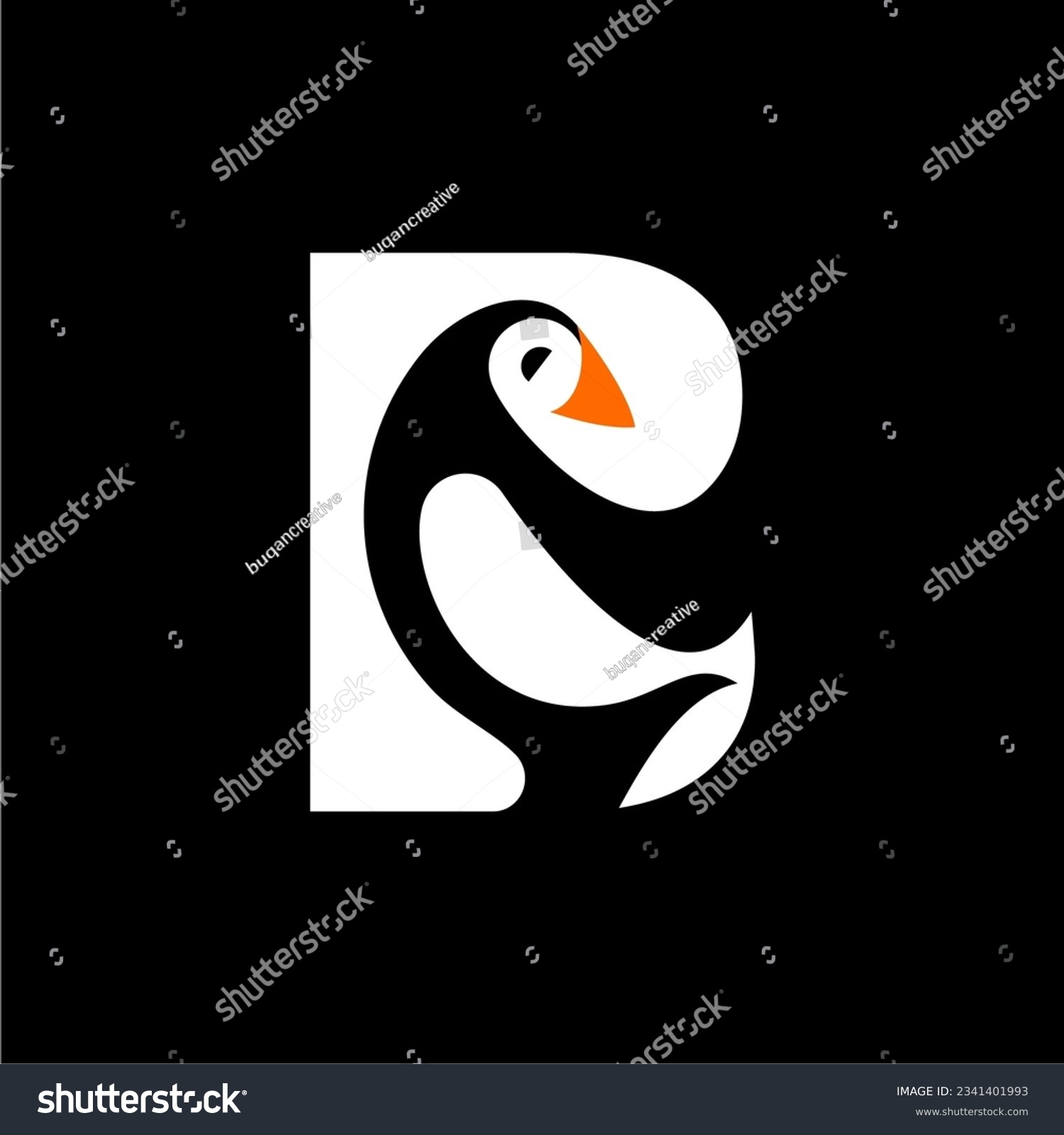 SVG of Alphabet Letter B and Atlantic Puffin Bird Logo Design svg