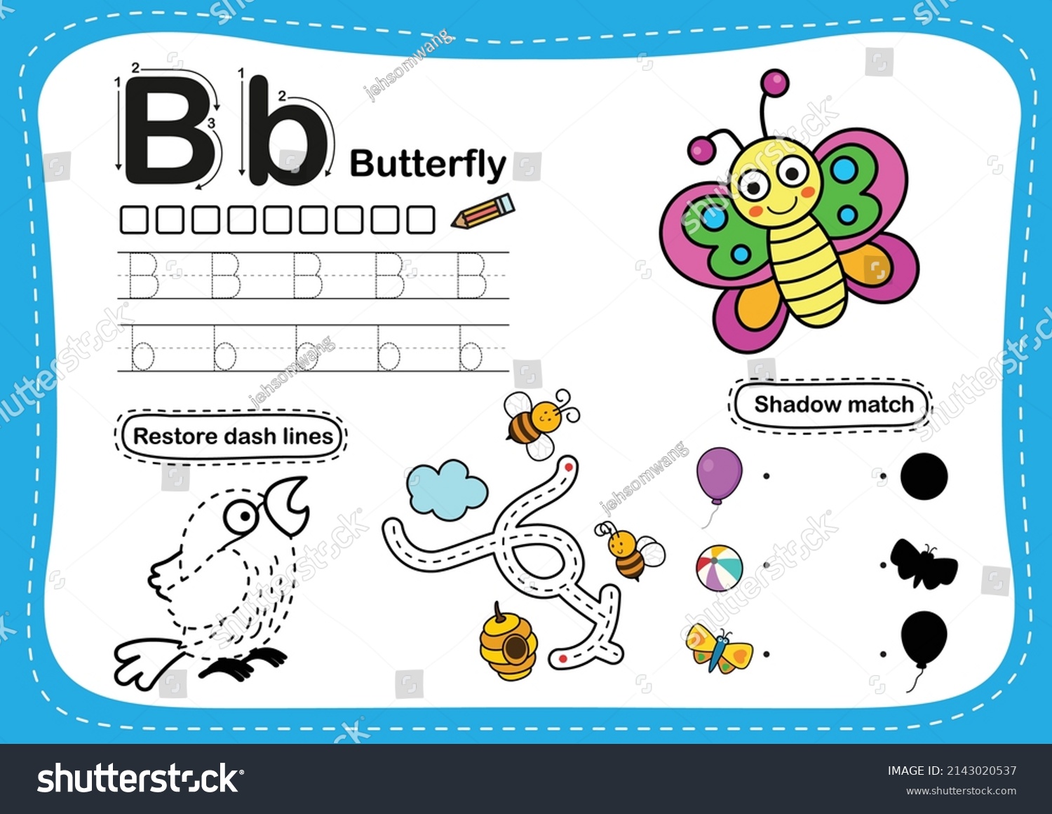 Alphabet Letter B Butterfly Exercise Cartoon Stock Vector (Royalty Free ...