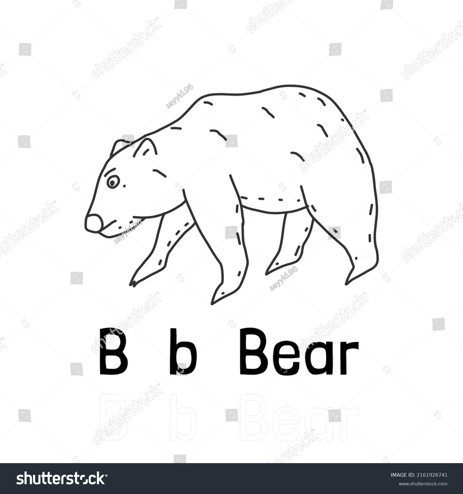 Alphabet Letter B Bear Coloring Page Stock Vector (Royalty Free ...