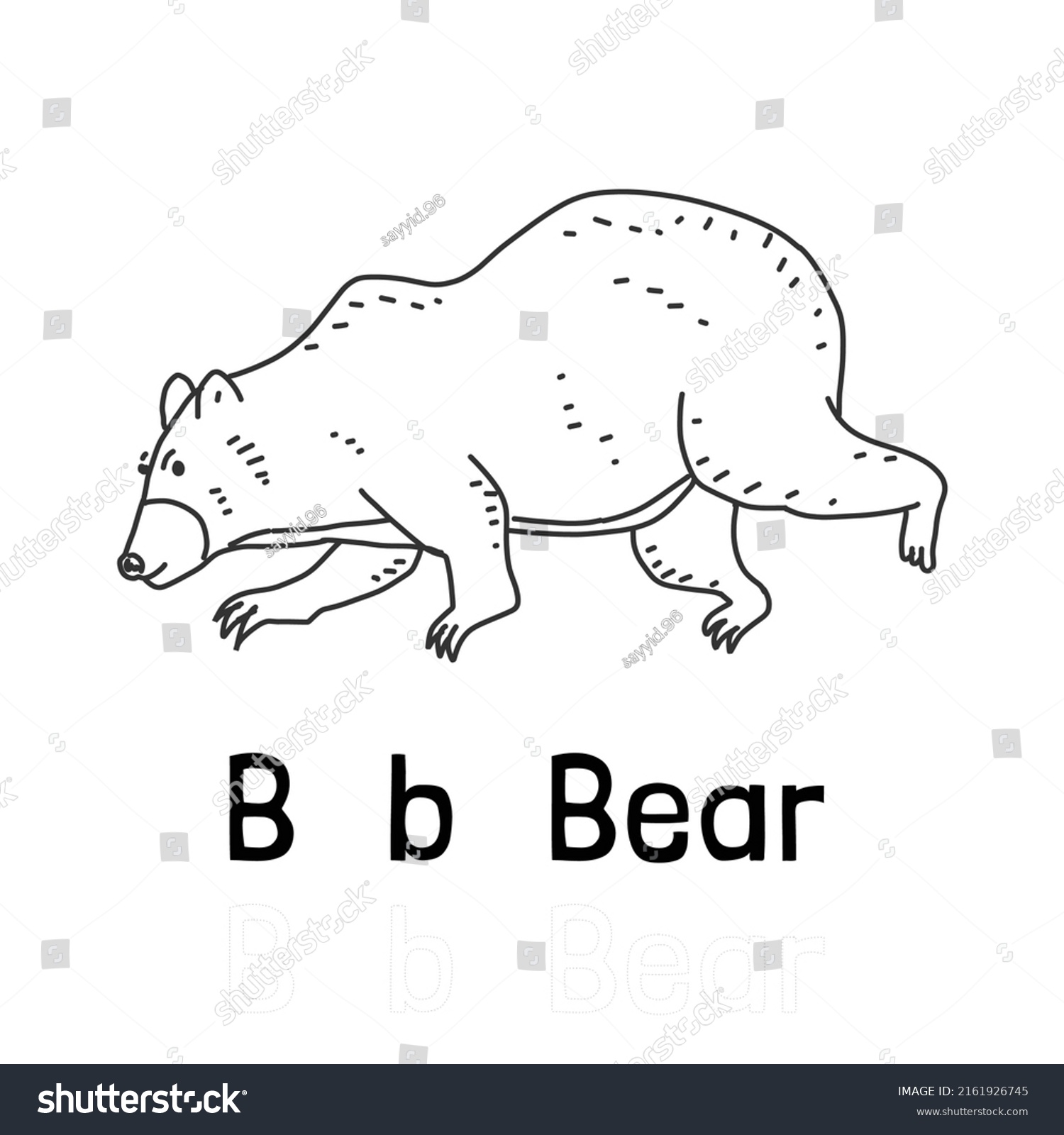 Alphabet Letter B Bear Coloring Page Stock Vector (Royalty Free ...