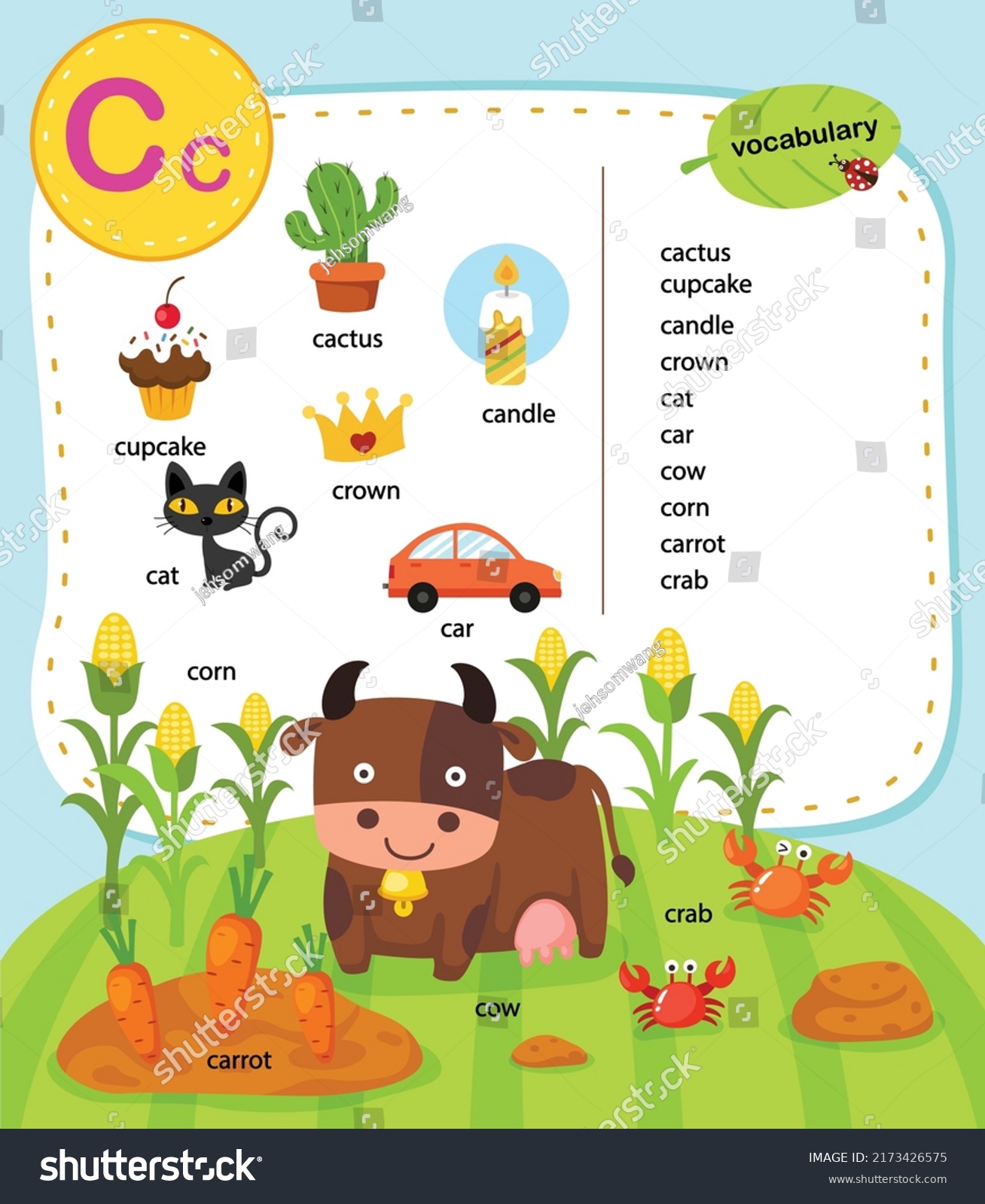 SVG of Alphabet Letter C education vocabulary illustration, vector svg