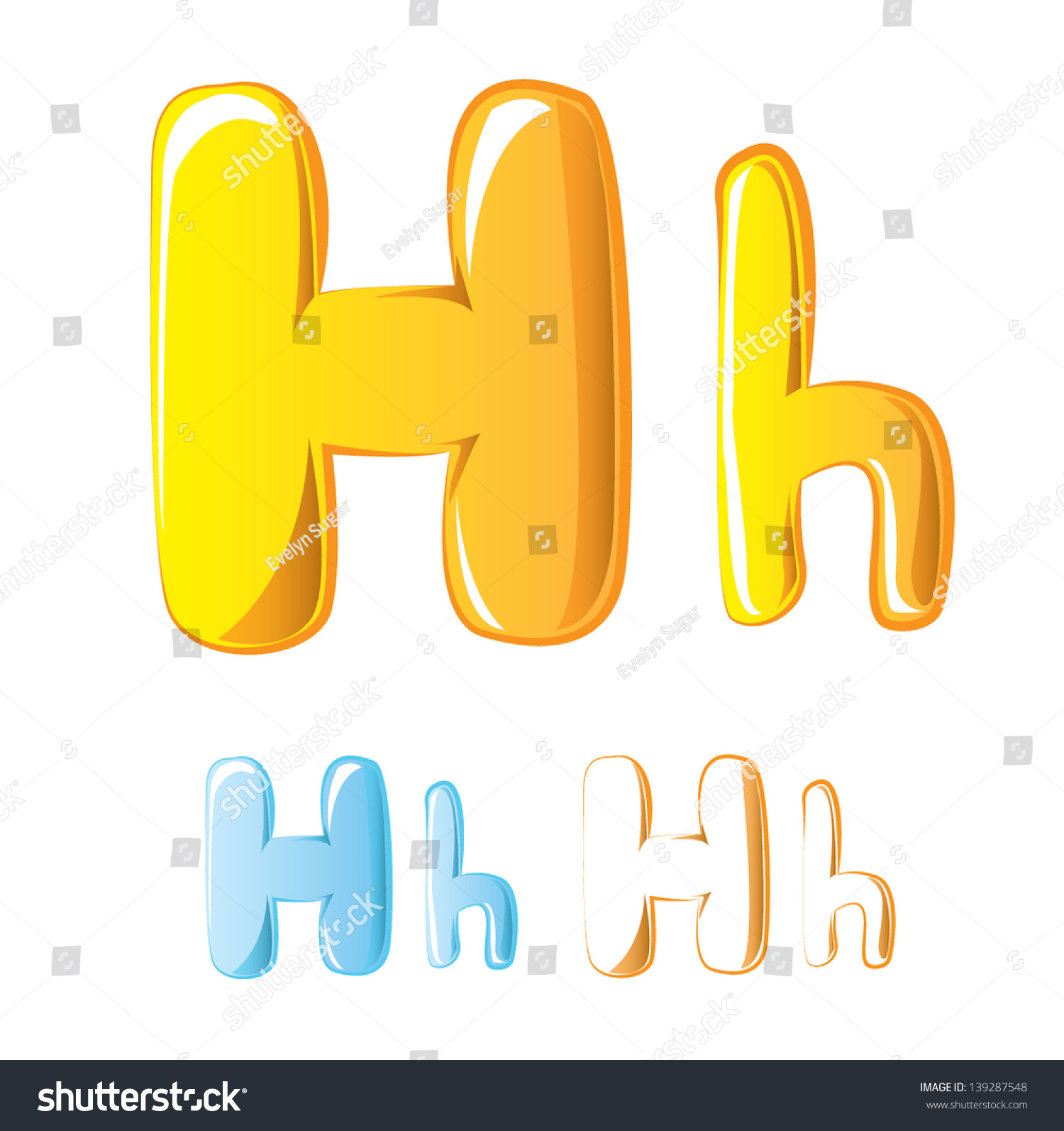 Alphabet Letter Cartoon Style Letter H Stock Vector (Royalty Free