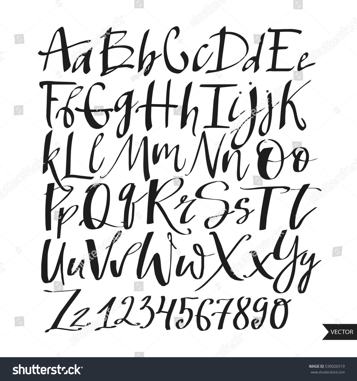 Alphabet Lettersblack Handwritten Font Drawn Liquid Stock Vector ...