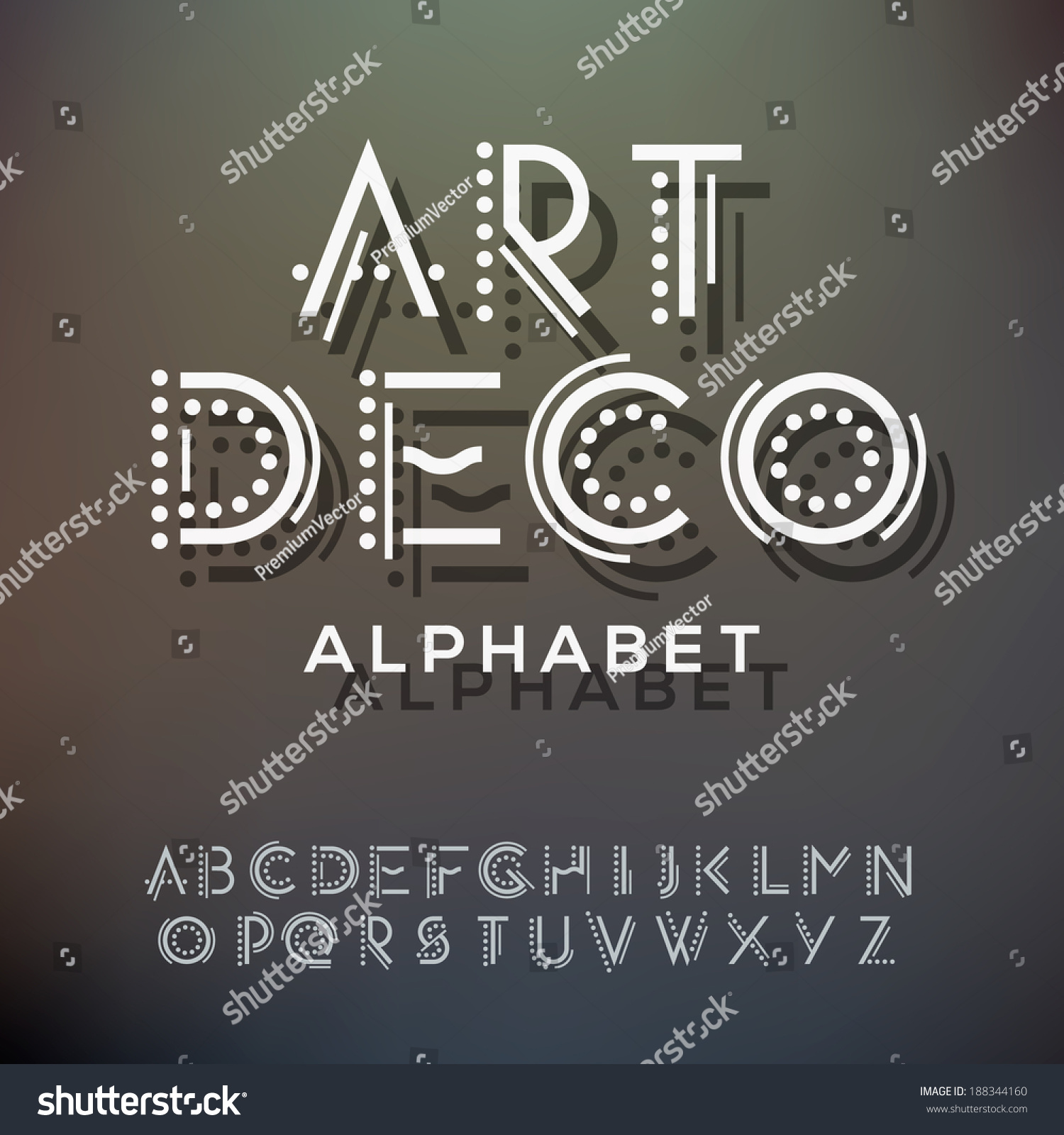 Alphabet Letters Collection, Art Deco Style, Vector Illustration ...