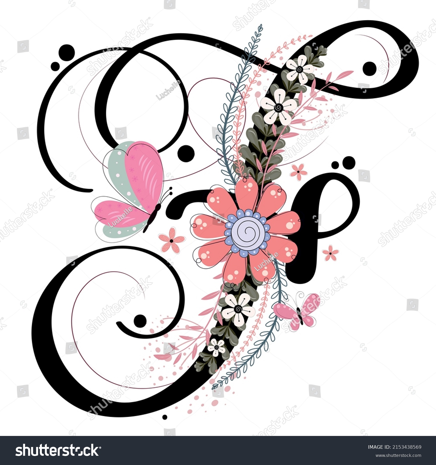 Alphabet Letters Floral Letter F Vector Stock Vector (Royalty Free ...