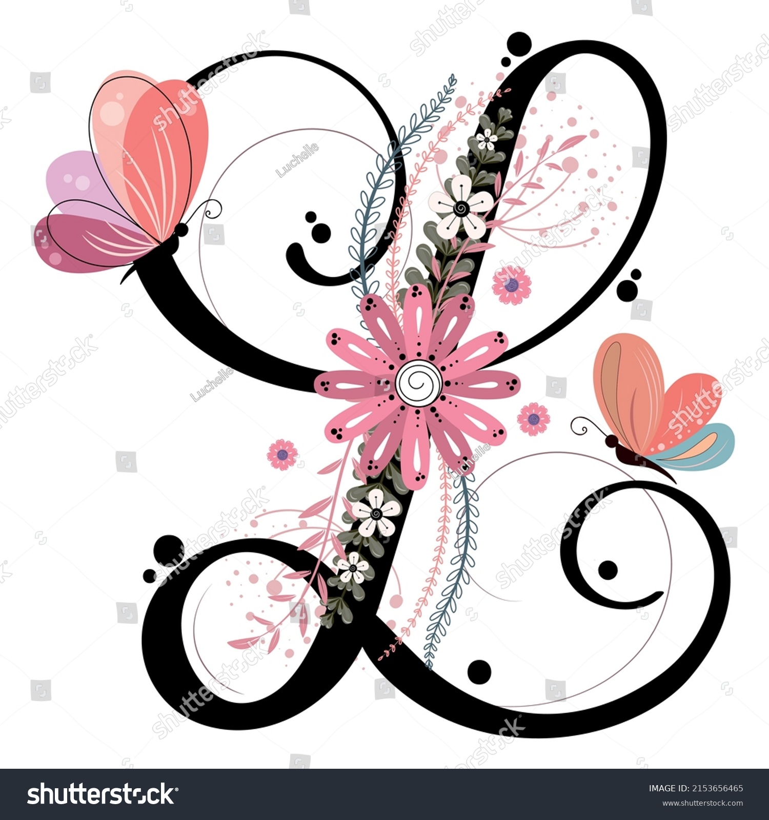 Alphabet Letters Floral Letter L Vector Stock Vector (Royalty Free ...