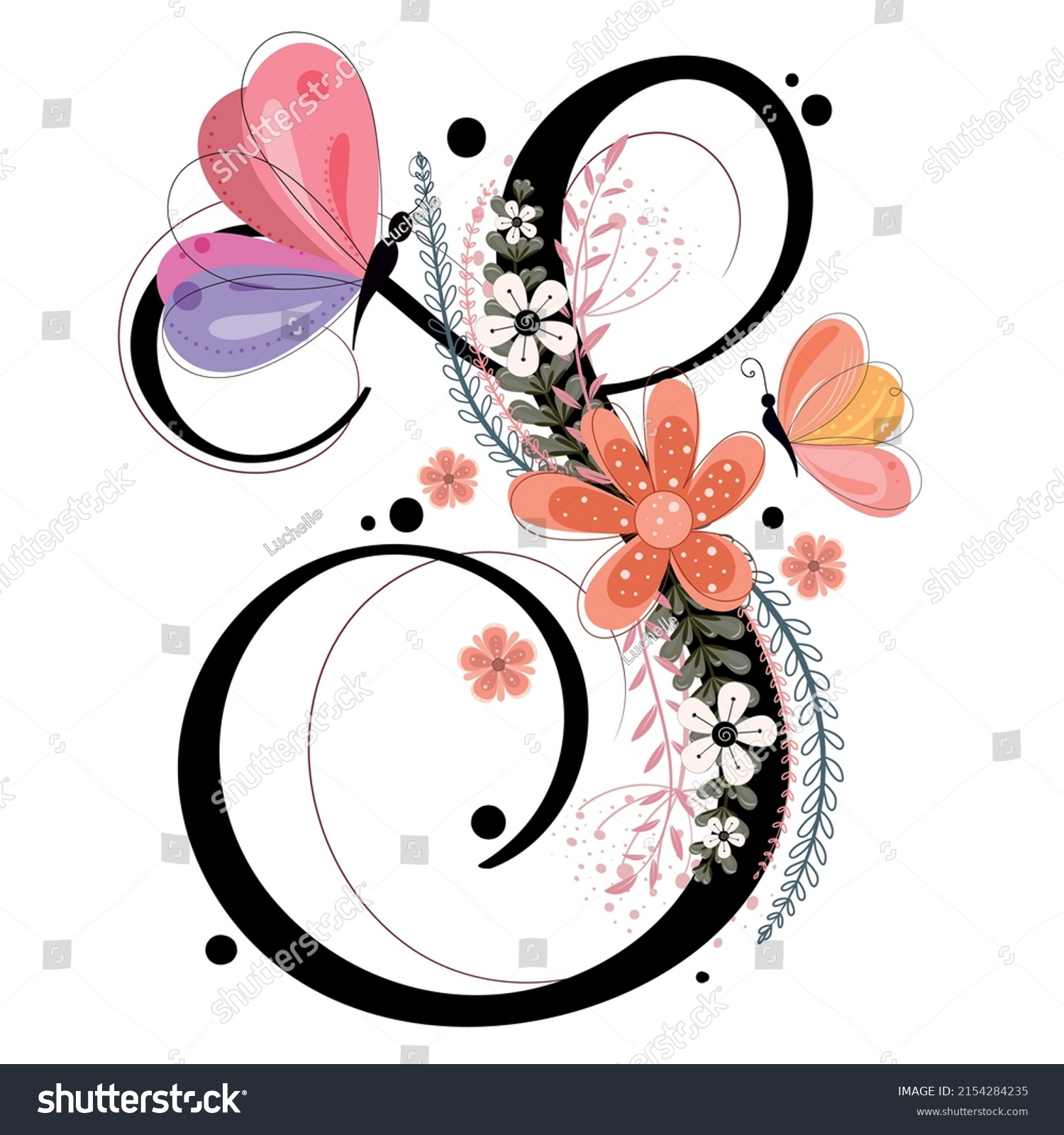 Alphabet Letters Floral Letter S Vector Stock Vector (Royalty Free ...