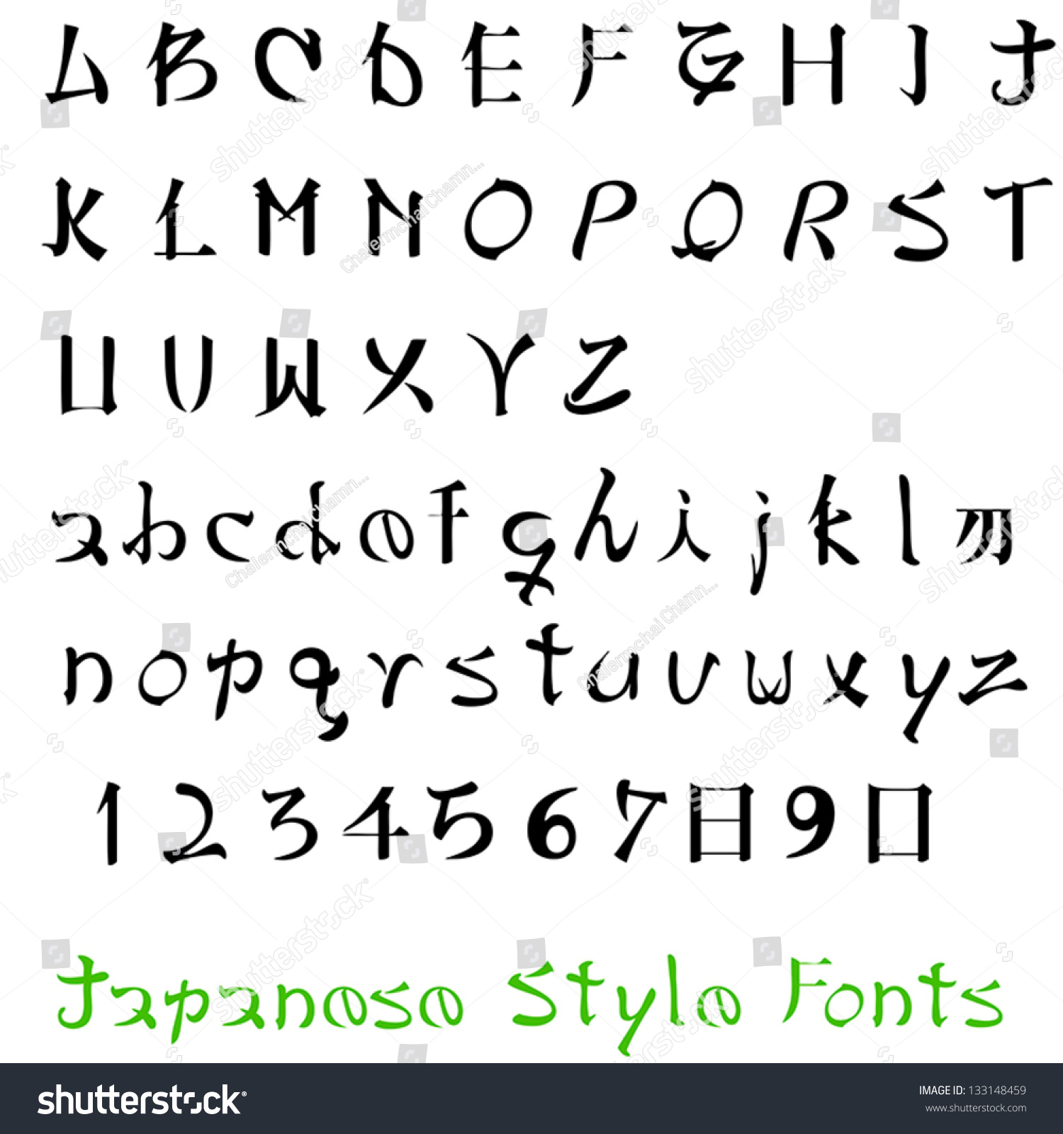 Alphabet Letters Alphabet Japanese Style Stock Vektorgrafik Lizenzfrei 133148459 Shutterstock