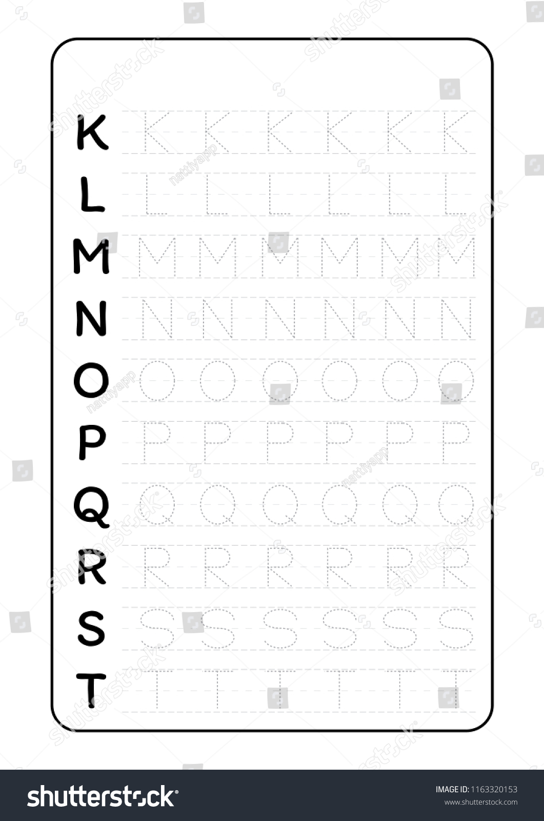 Alphabet Letters Tracing Worksheet Alphabet Letters Stock Vector Royalty Free 1163320153