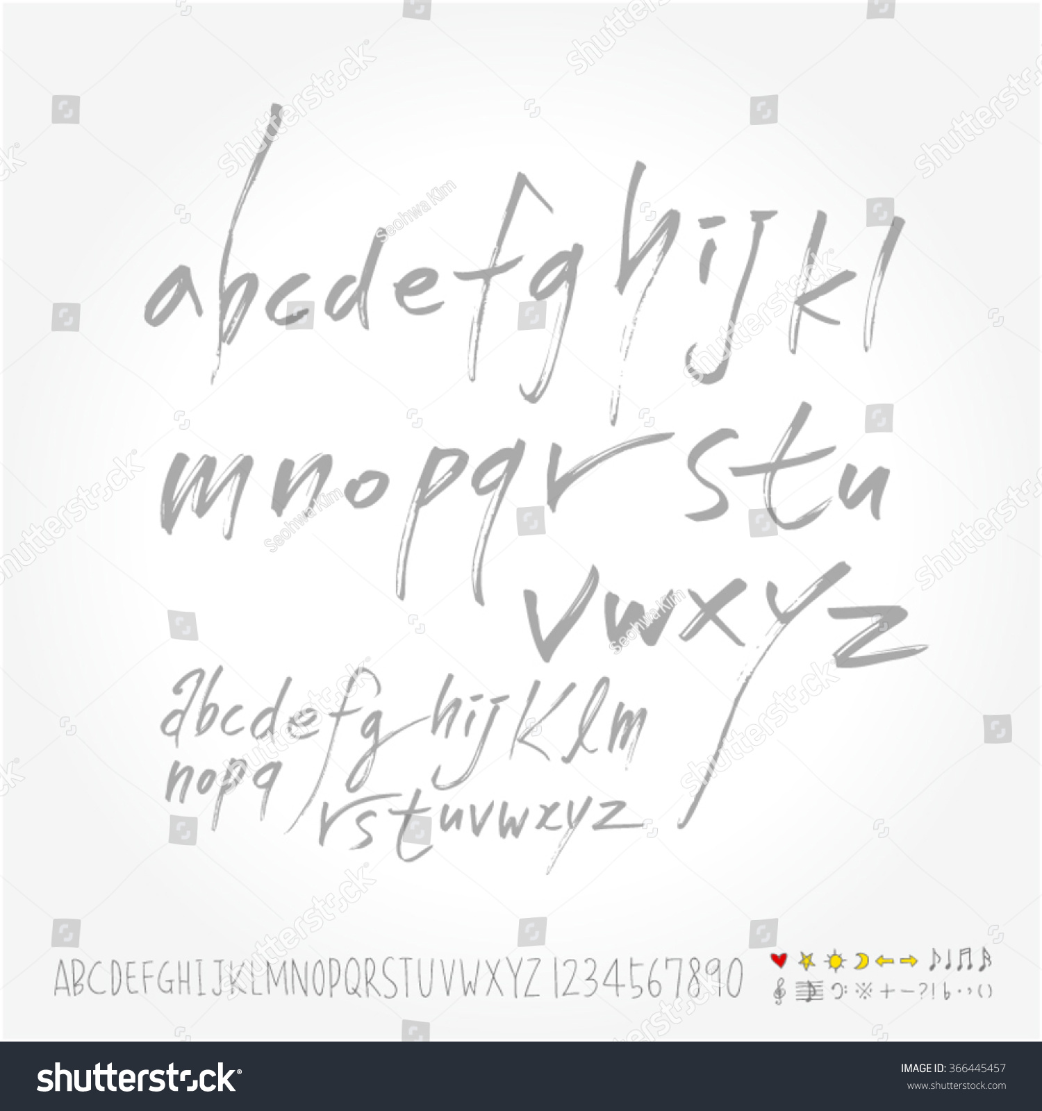 Alphabet Number Hand Drawn Calligraphy Vector Stock Vector (Royalty ...