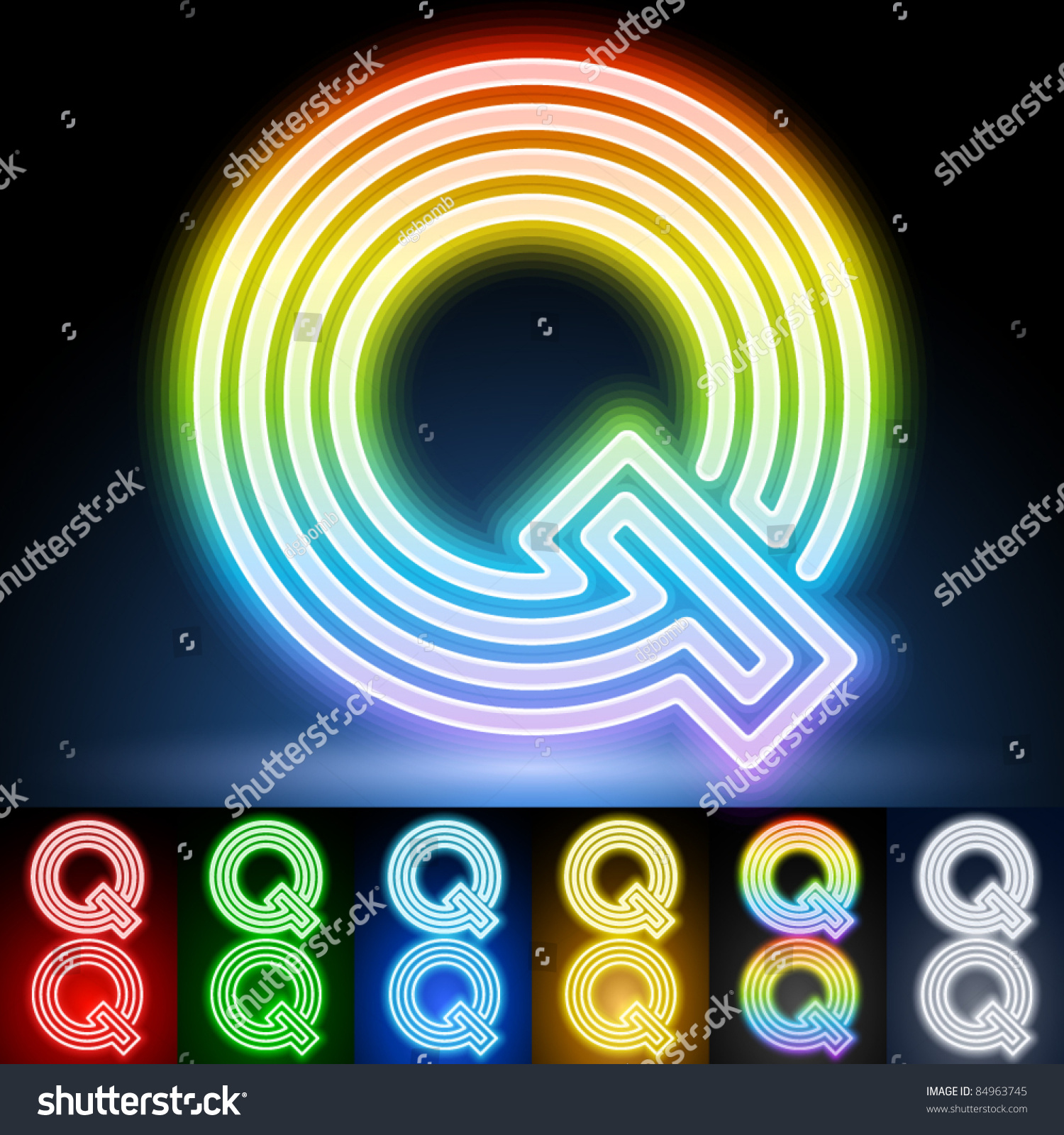 Alphabet Of Neon Tubes. Letter Q Stock Vector Illustration 84963745 ...