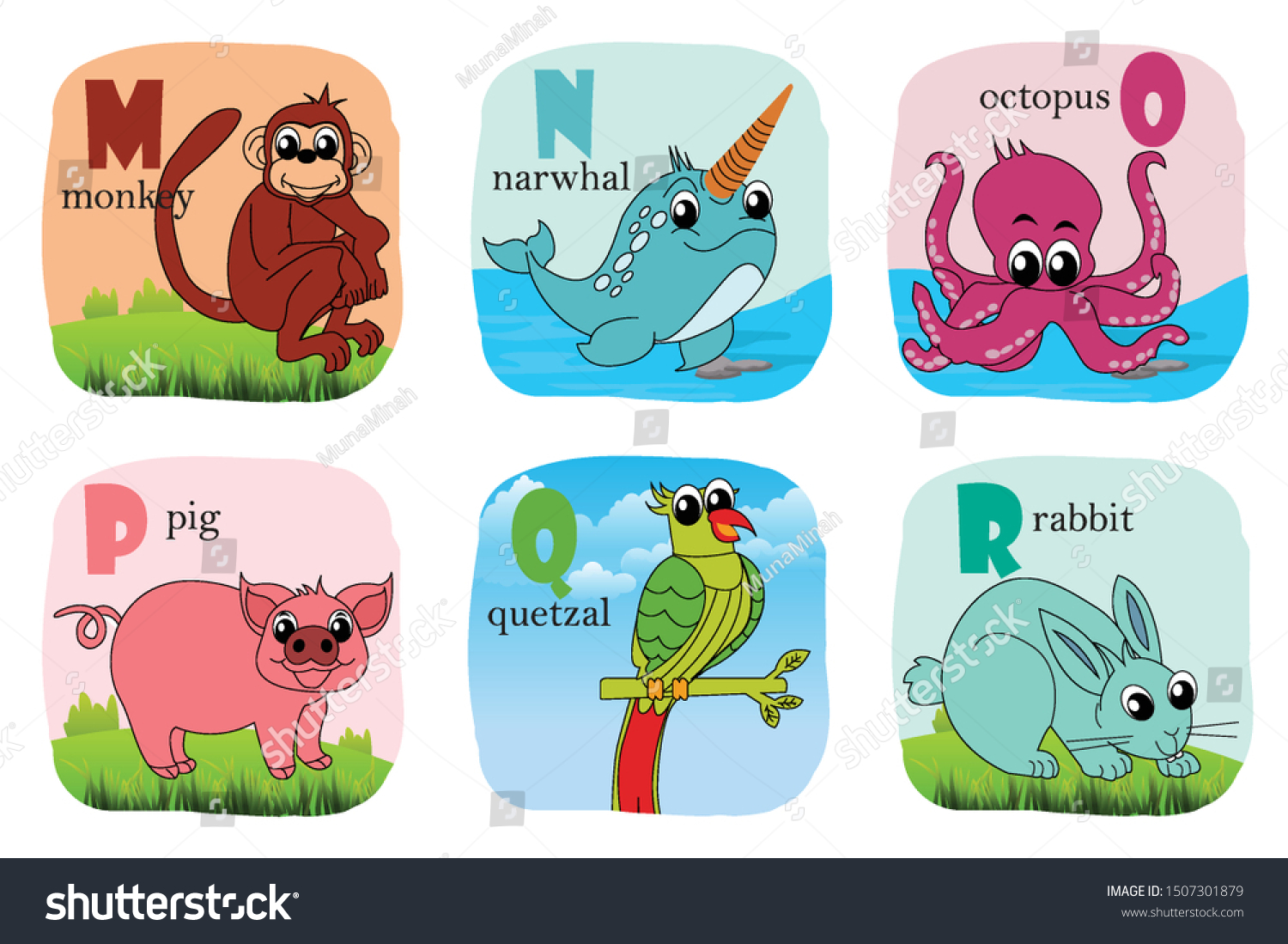 Alphabet Printable Flashcards Vector Collection Letter Stock