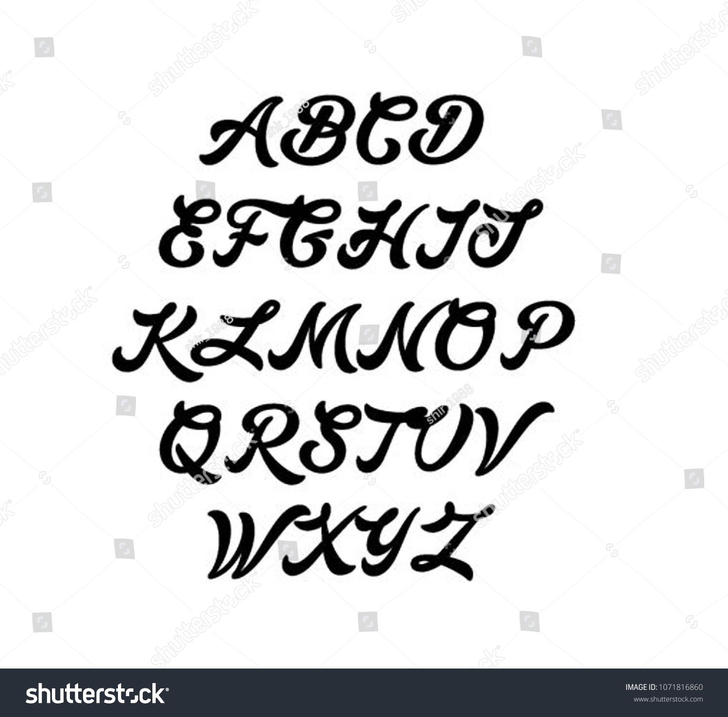 Alphabet Sign Calligraphic Hand Written Alphabet Stock Vector (Royalty ...