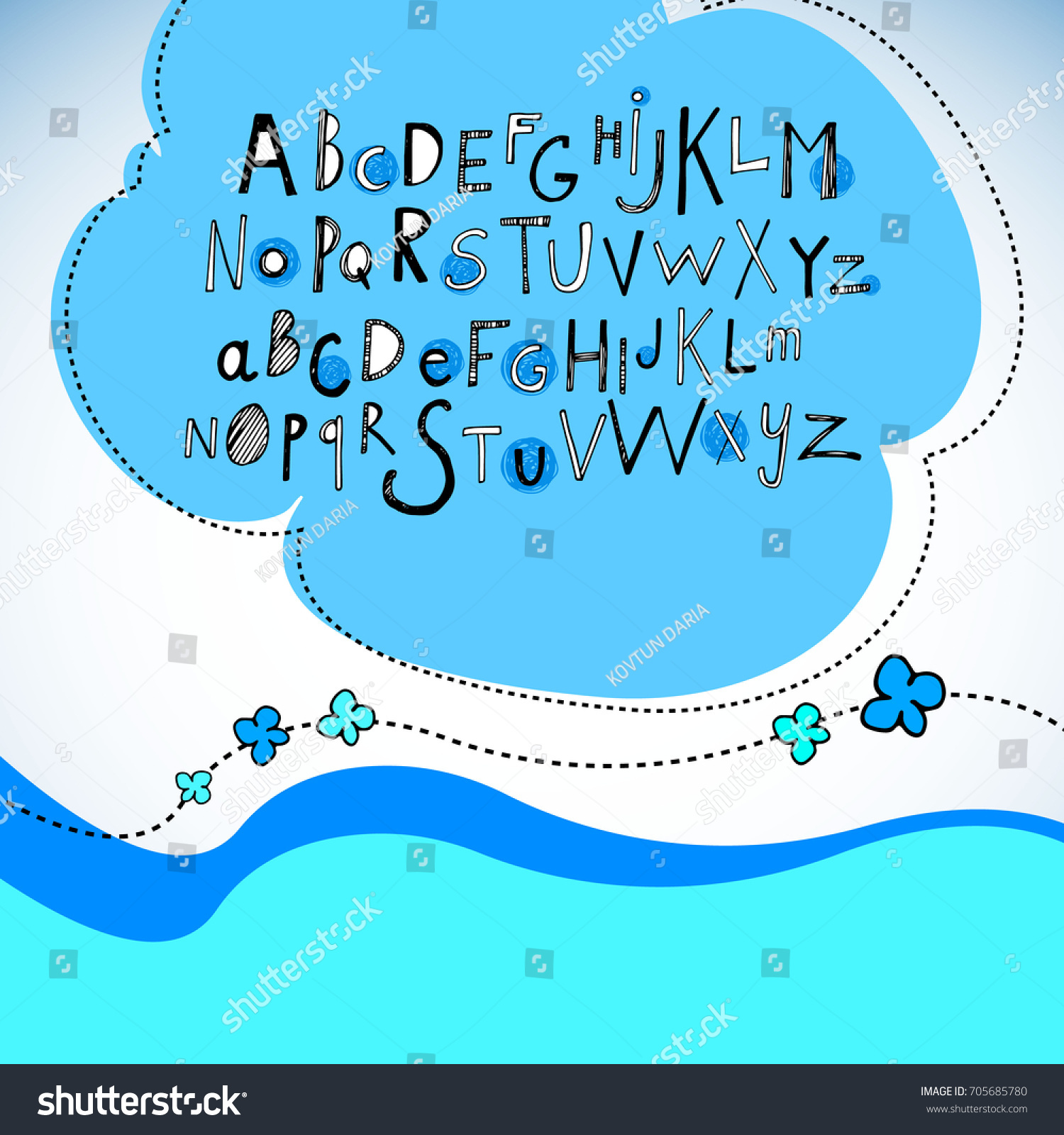 Alphabet Vector Unusual Painted Letters Beautifully Stock Vector