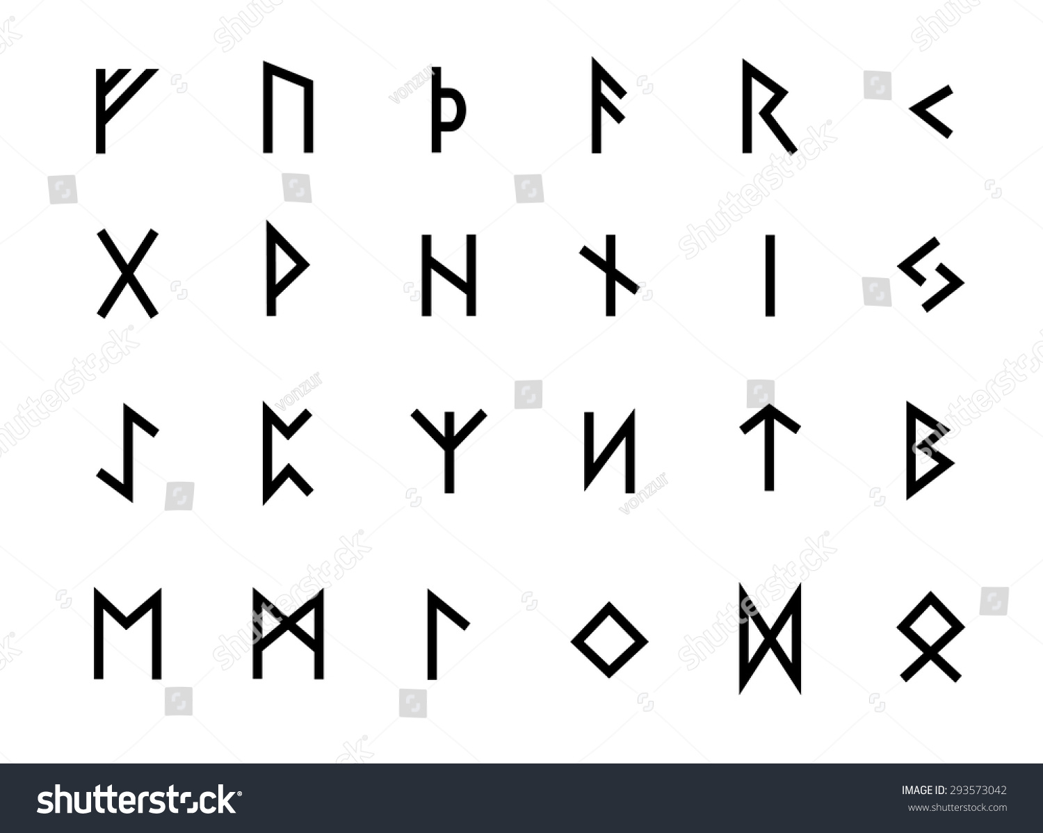 Alphabet Ancient Old Norse Runes Futhark Stock Vector 293573042 ...