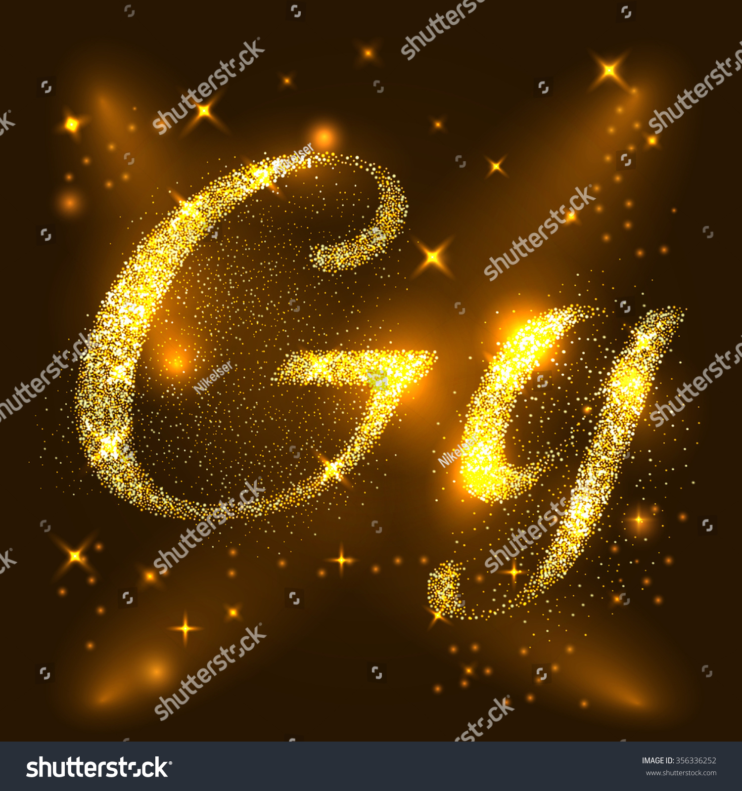 Alphabets G Of Gold Glittering Stars. Illustration Vector - 356336252 ...