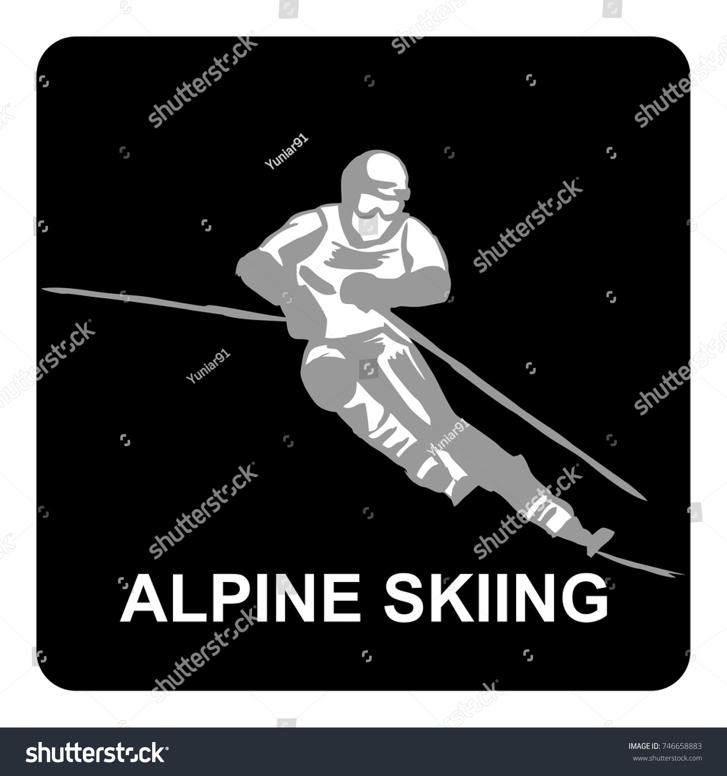 Alpine Skiing Icon Vector Illustration Stock Vector (Royalty Free ...