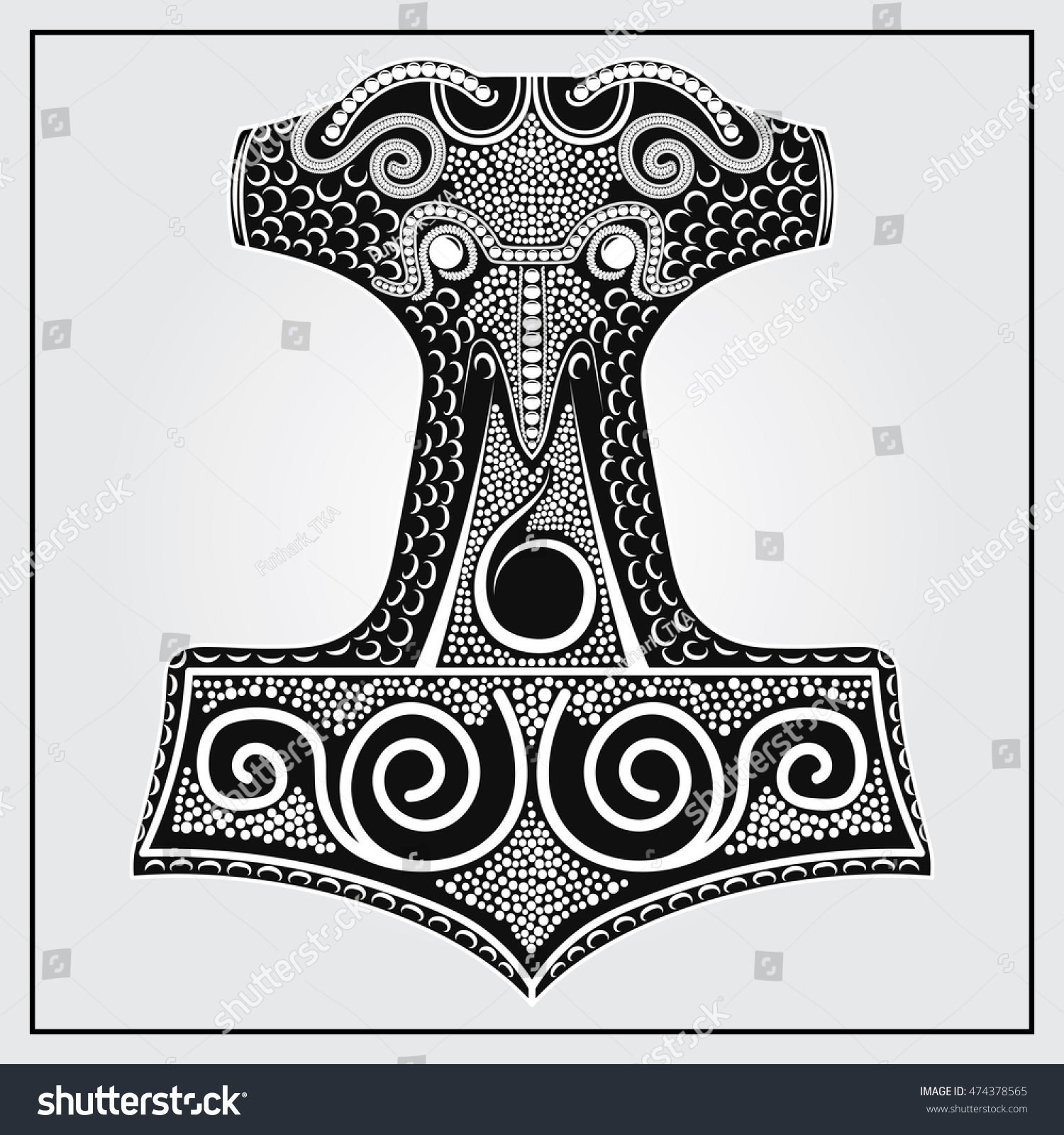 SVG of ALSO AVAILABLE HERE: https://www.etsy.com/ru/listing/495233622/mjolnir-thors-hammer-digital

Thor's Hammer replica. Mjolnir. Viking amulet. Design element. Vector logo symbol.  svg