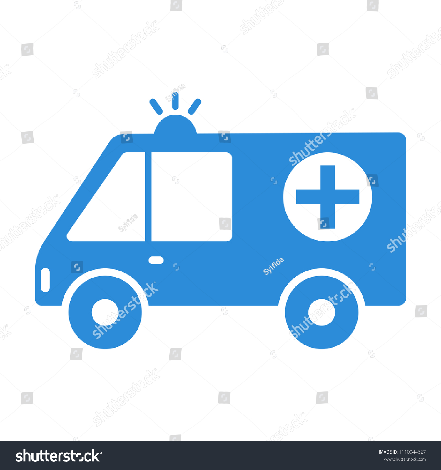 Ambulance Icon Blue Silhouette Vector Illustration Stock Vector ...