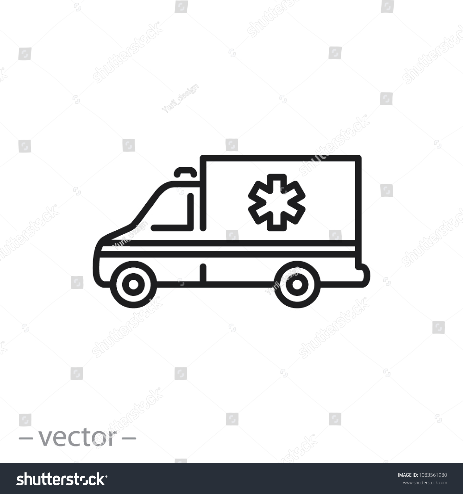 Ambulance Icon Line Sign Vector Illustration Stock Vector (Royalty Free ...