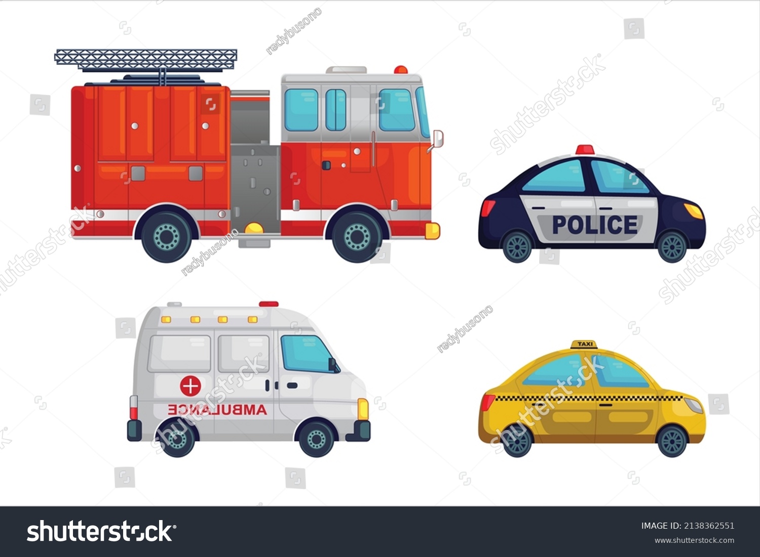 SVG of ambulance, police car, taxi, fire engine, car vector, cartoon car, car illustration svg