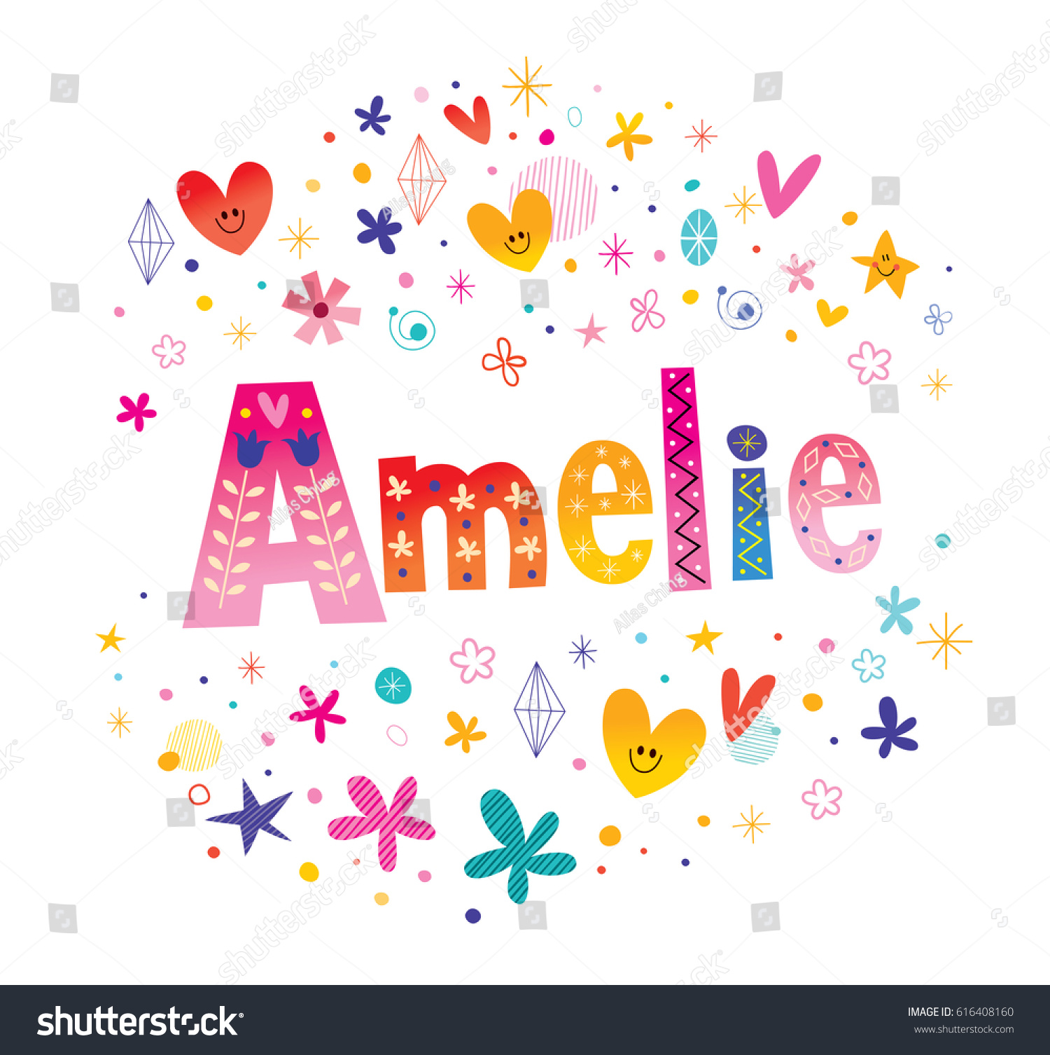 amelie-french-feminine-given-name-decorative-stock-vector-royalty-free