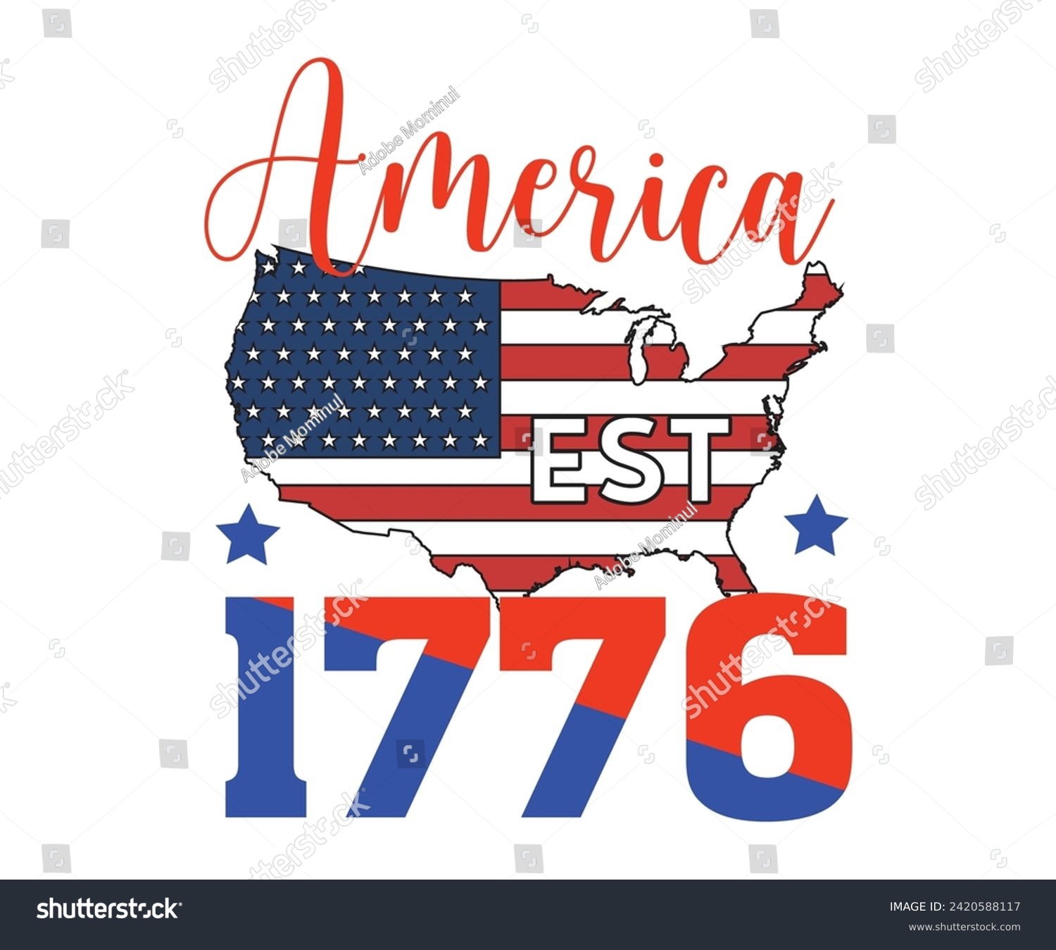 SVG of America Est 1776 Svg,Independence Day,Patriot Svg,4th of July Svg,America Svg,USA Flag Svg,4th of July Quotes,Freedom Shirt,Memorial Day,Svg Cut Files,USA T-shirt,American Flag, svg