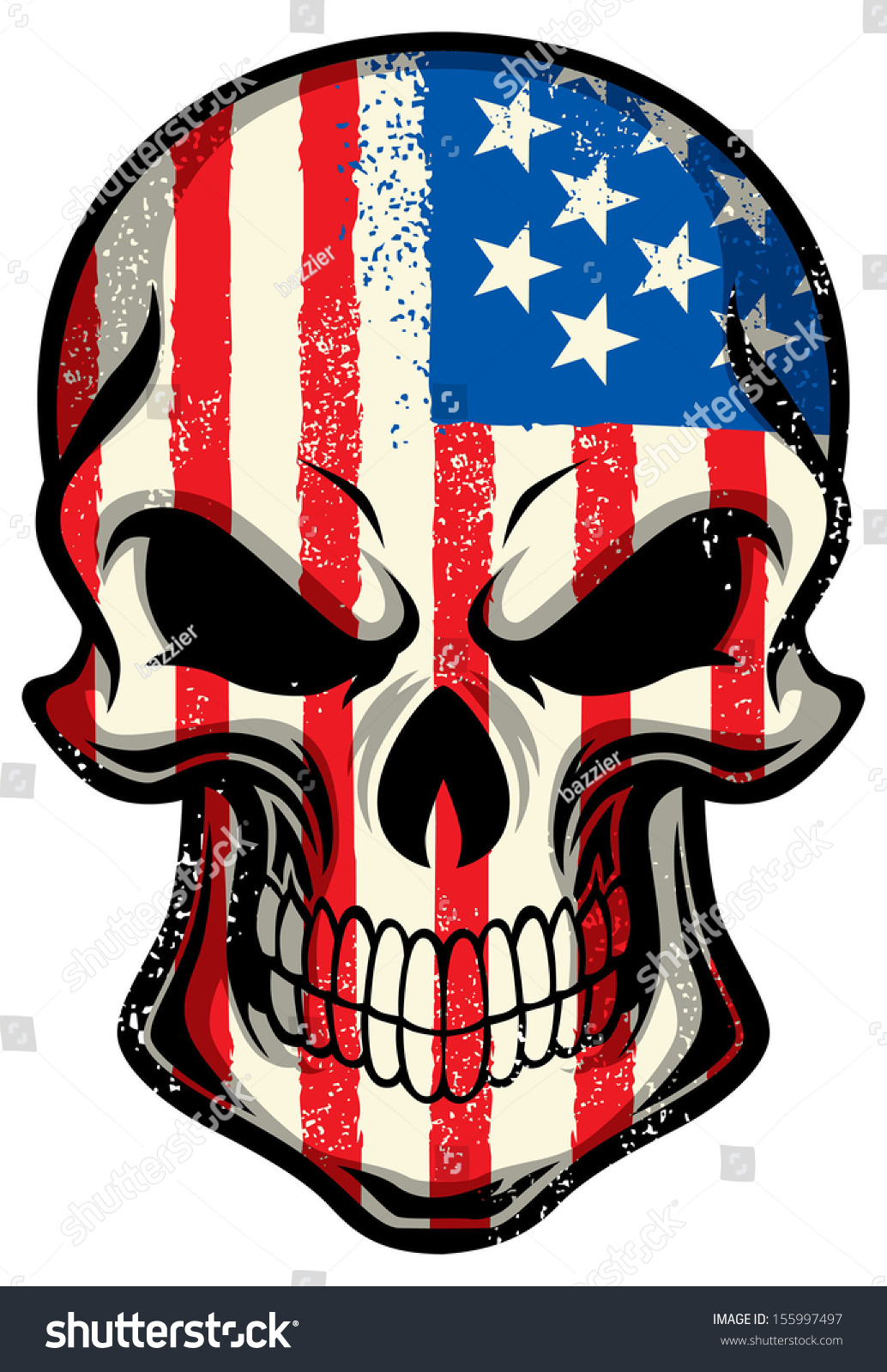 Download America Flag Painted On Skull Stock Vector 155997497 ...