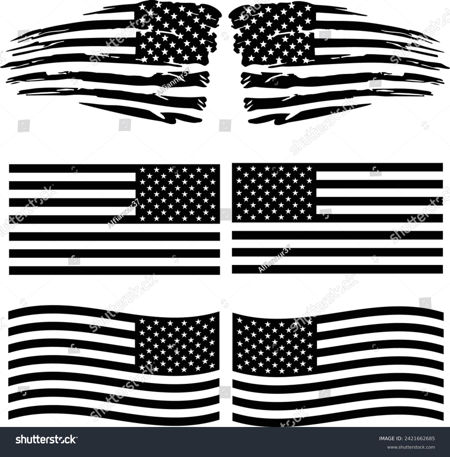 SVG of America Flag Silhouette, USA Distressed Flag Vector Design svg