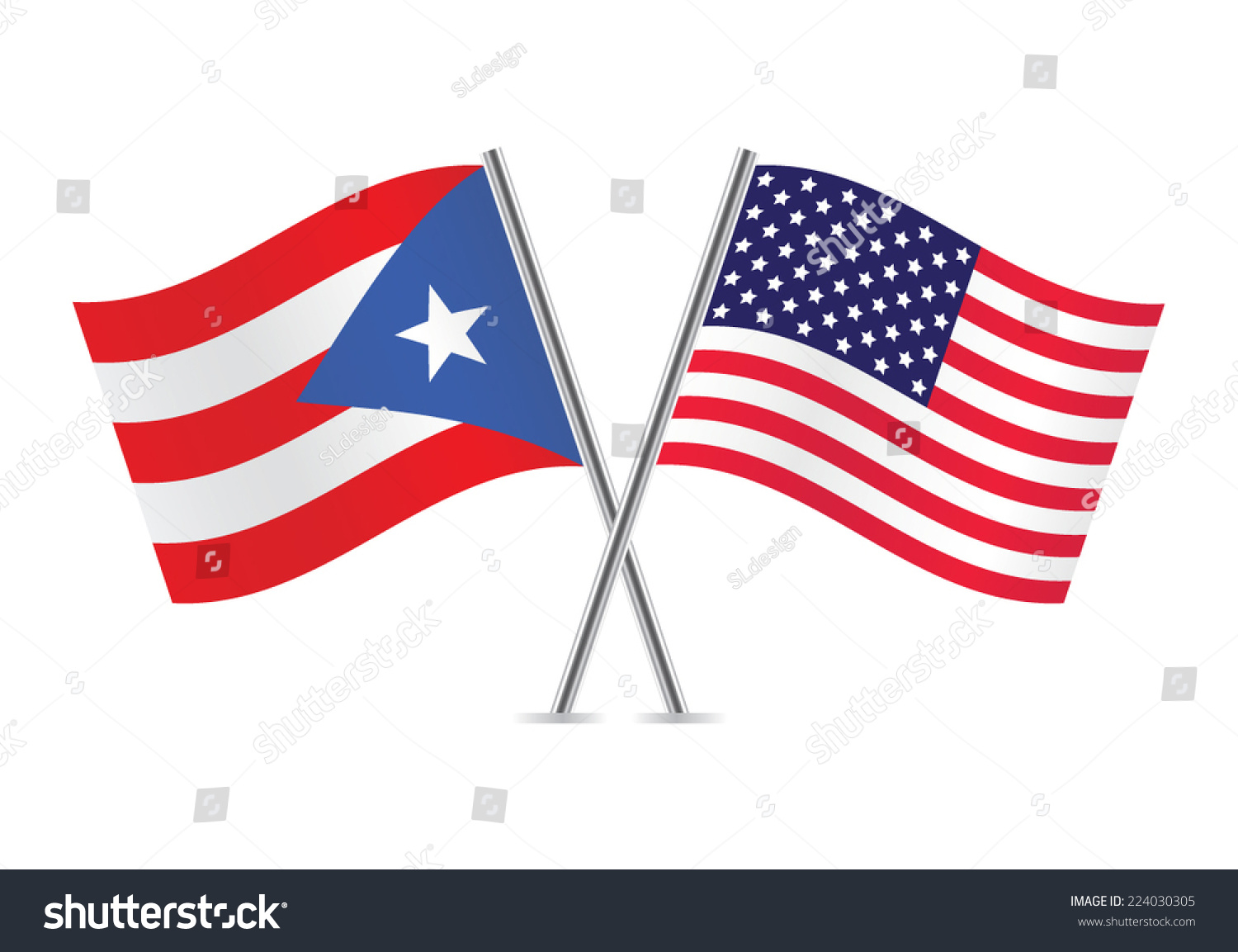 American Puerto Rican Flags Vector Illustration Stock Vector 224030305 ...