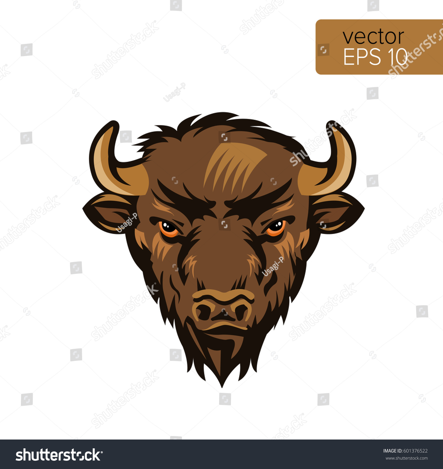 American Bison Bull Mascot Head Vector Stock Vector (Royalty Free ...