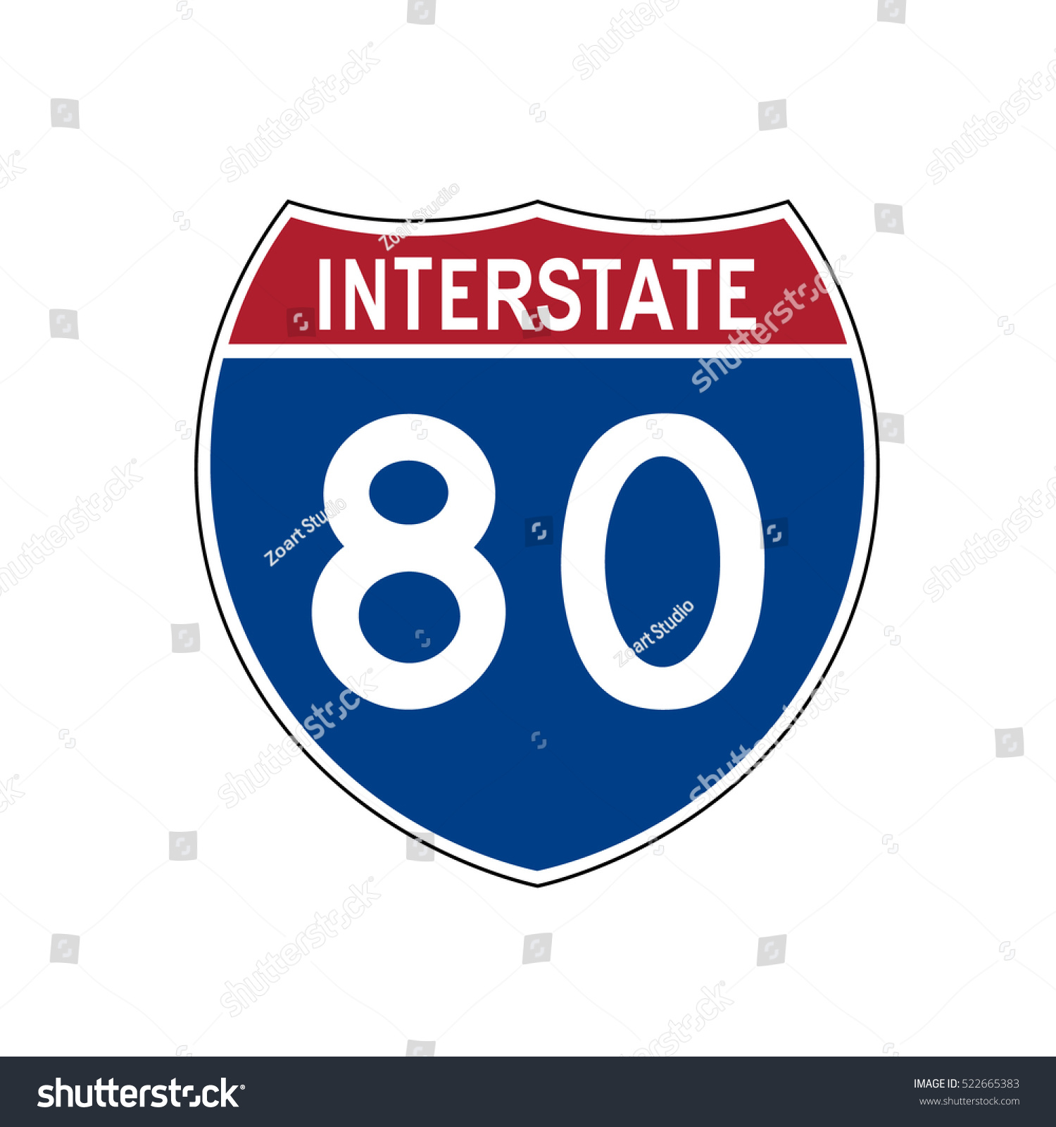 American Blue Red Motorway Road Sign Stock Vector 522665383 - Shutterstock