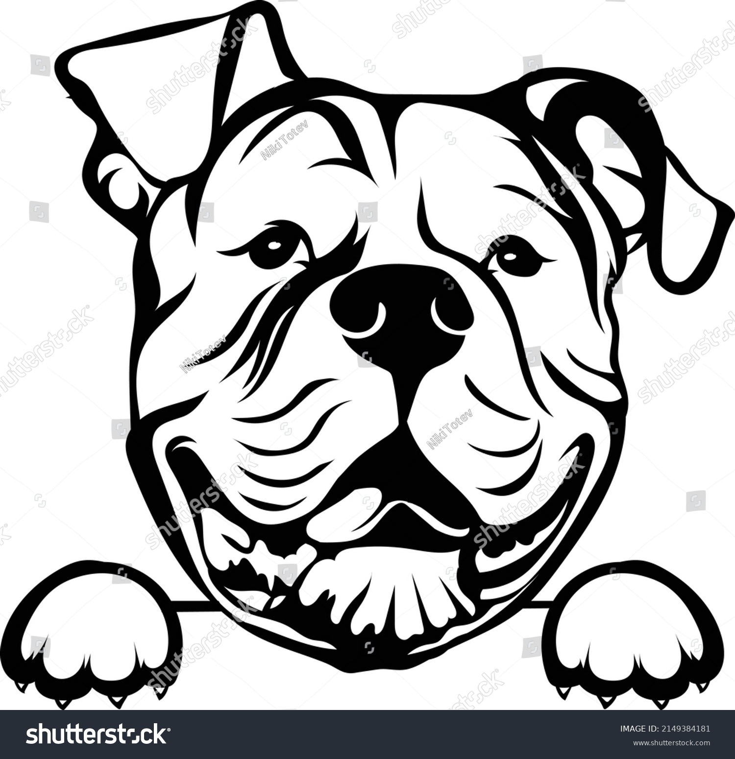 American Bulldog Peeking Dog Vector Image Stock Vector (Royalty Free ...