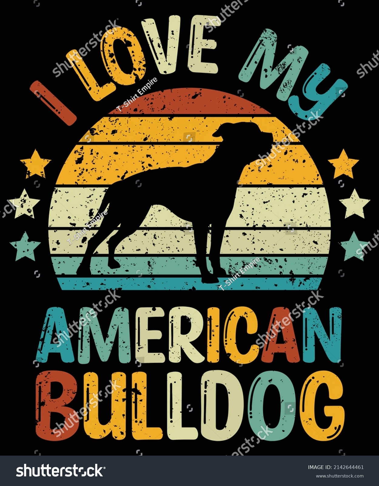 SVG of American Bulldog silhouette vintage and retro t-shirt design svg