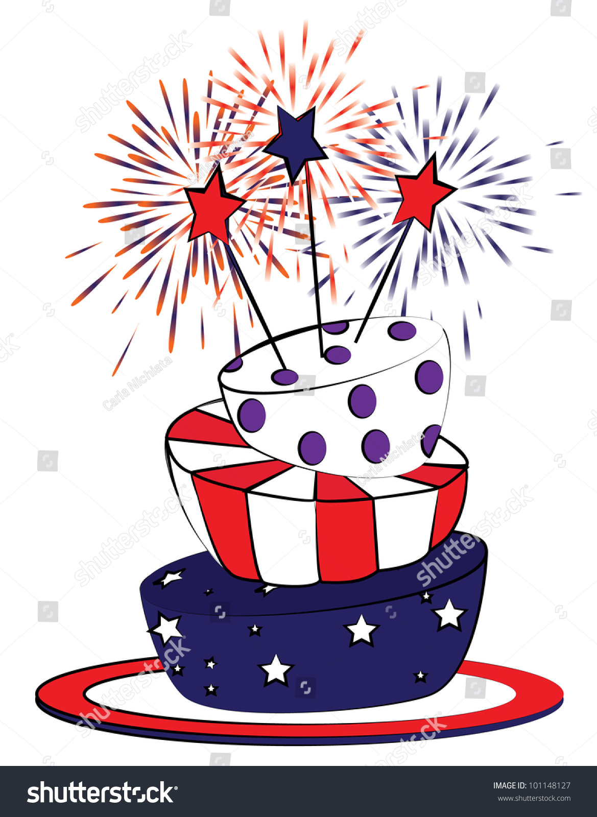 American Cake Cartoon Vector Fourth July Stock Vector (Royalty Free