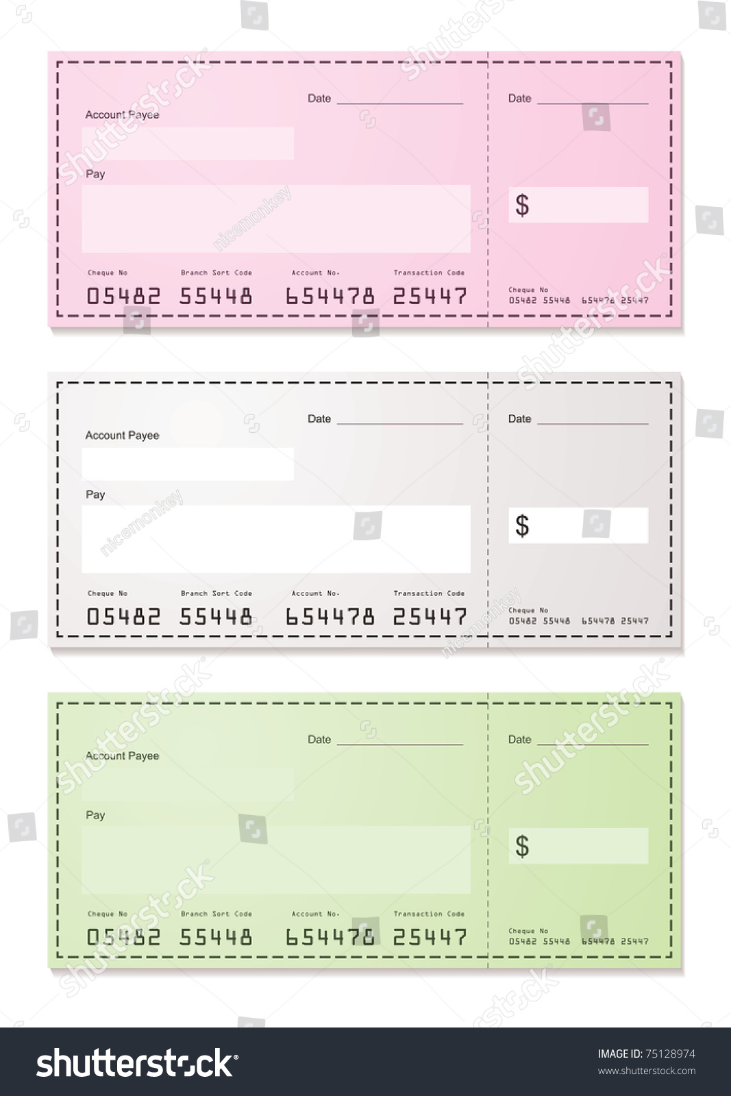 American Check Payment Paper Slip Room Stock Vector (Royalty Free) 75128974