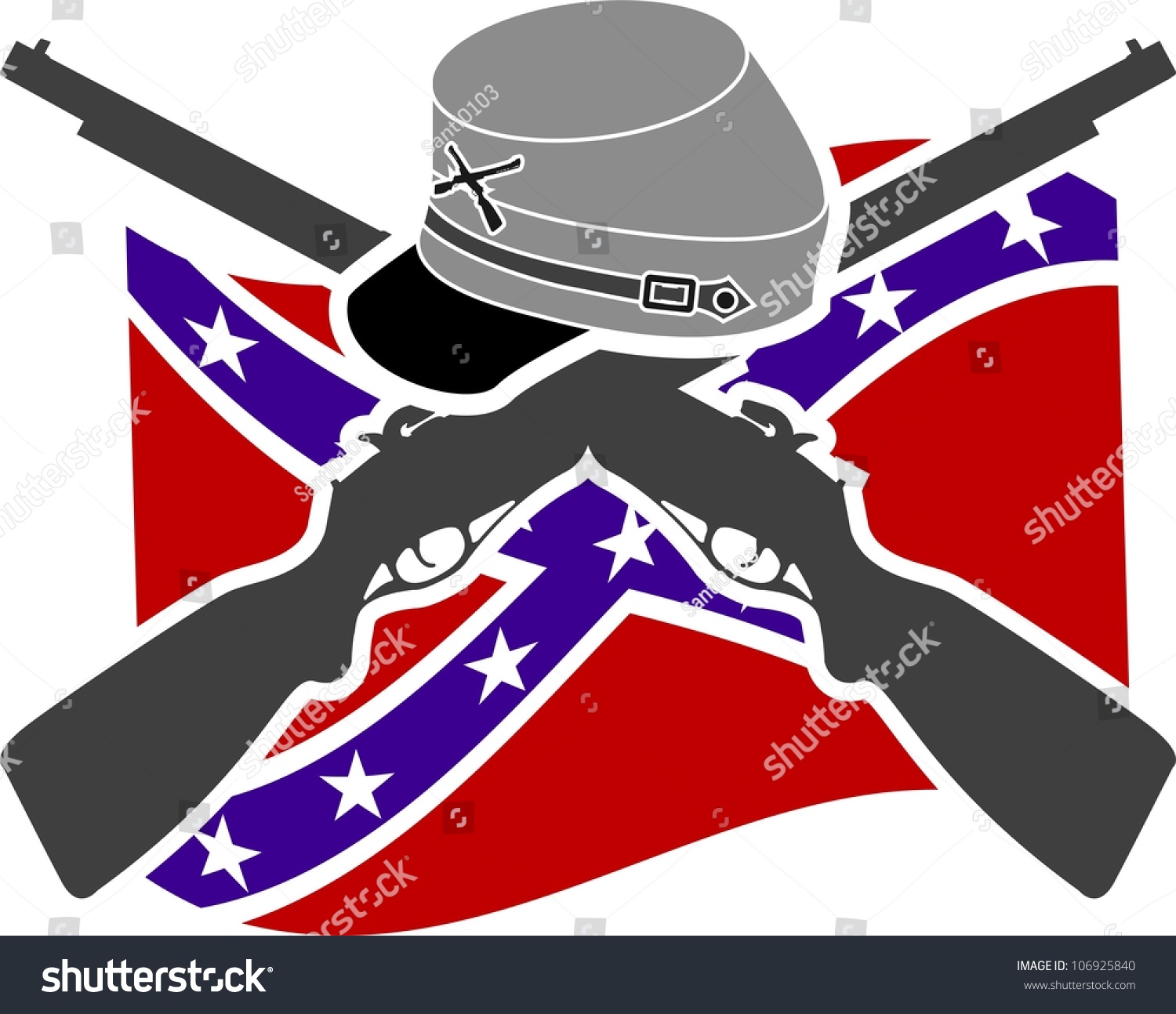 American Civil War Confederacy Stencil Stock Vector 106925840 ...