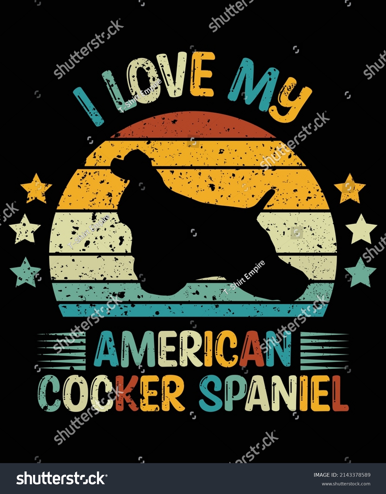 SVG of American Cocker Spaniel Silhouette vintage and retro t-shirt design svg