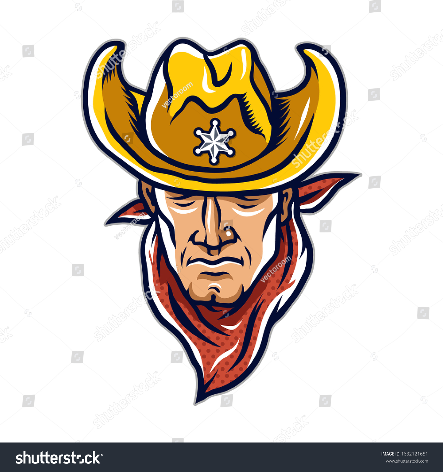 American Cowboy Head Mascot Cowboy Sheriff Stock Vector (Royalty Free ...