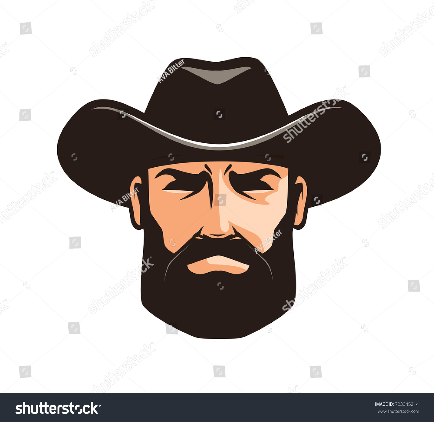 SVG of American cowboy logo or label. Sheriff, wrangler, rodeo symbol. Cartoon vector illustration svg