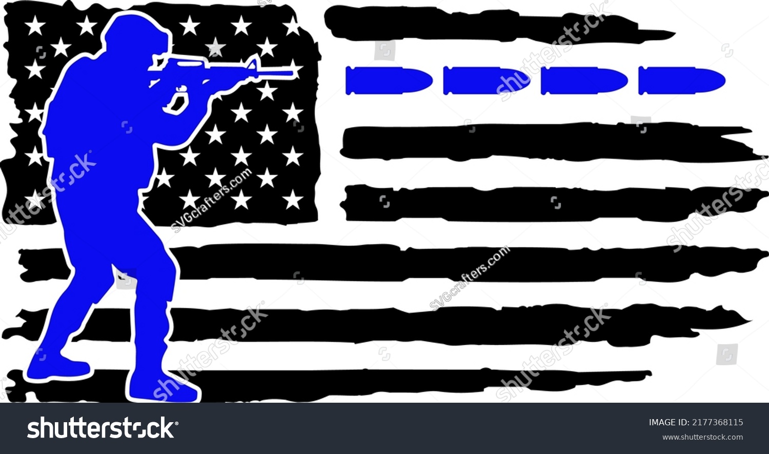 SVG of American Distressed Thin Blue Line Flag svg