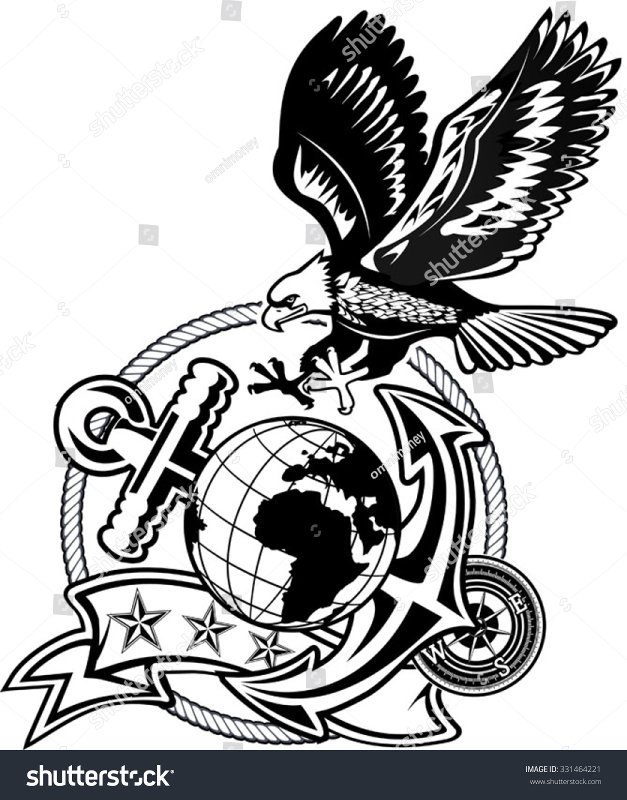 American Eagle Anchor Globe Stock Vector 331464221 Shutterstock