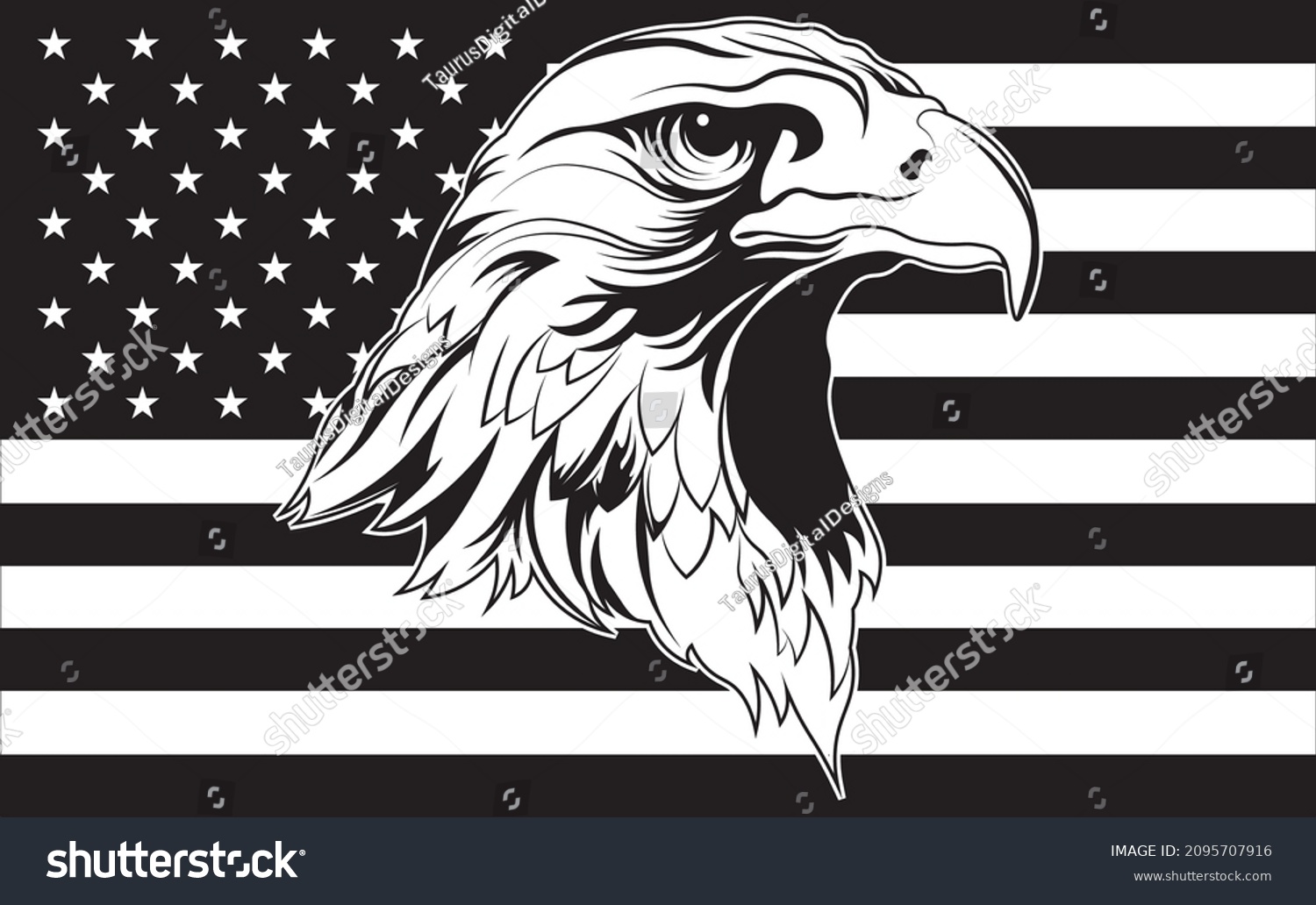 SVG of American eagle head on the US flag for patriotic logo SVG design svg