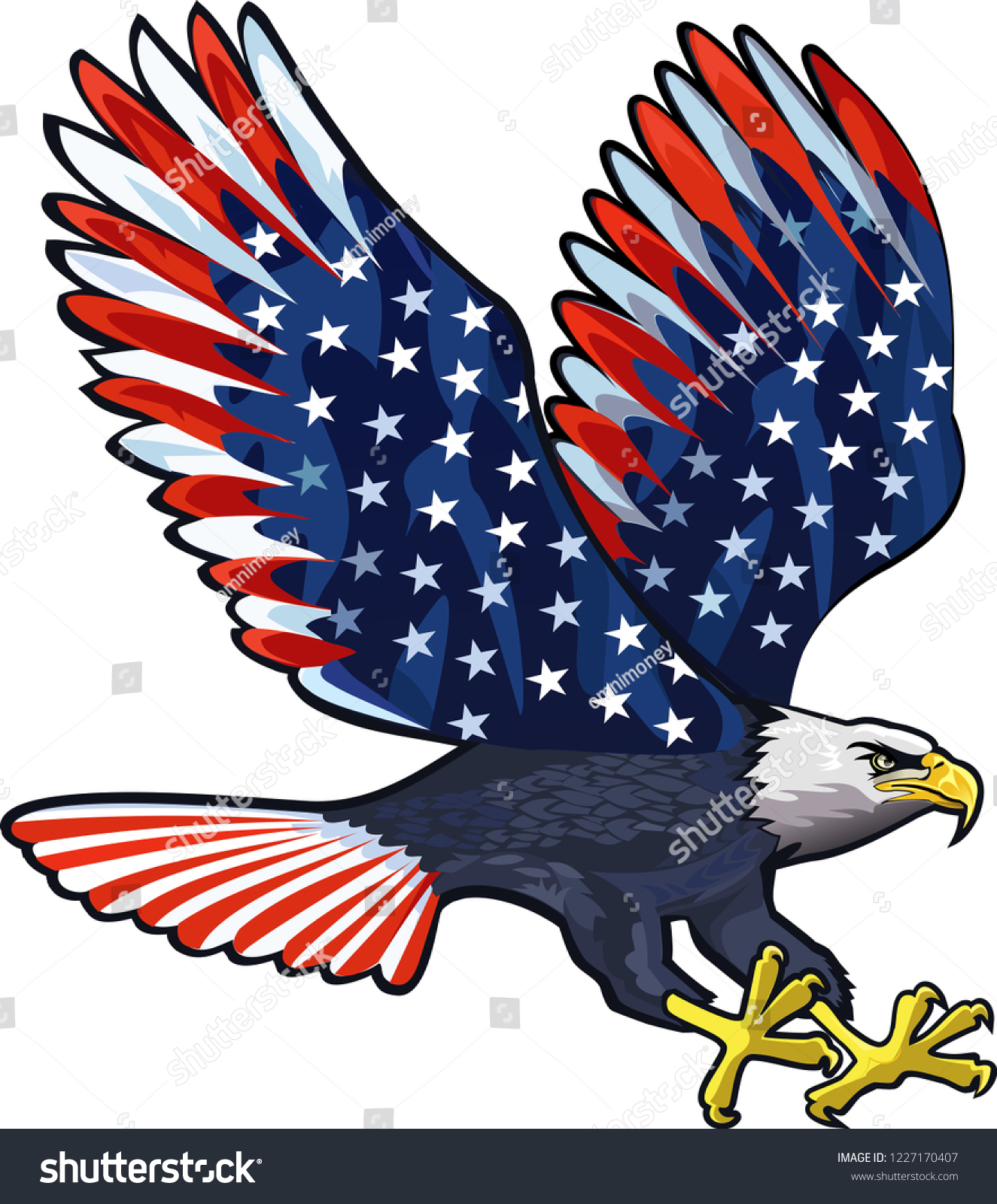 Aigle Americain Avec Drapeaux Americains Image Vectorielle De Stock Libre De Droits