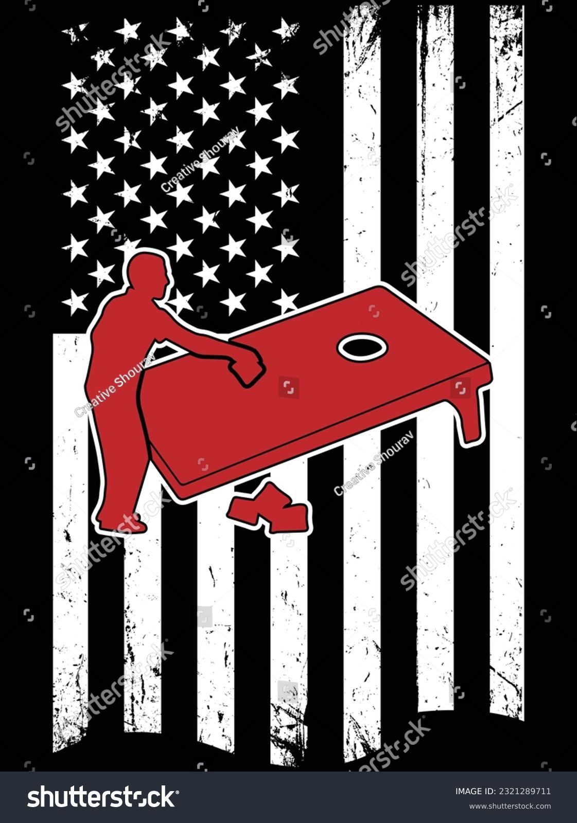 SVG of American flag cornhole vector art design, eps file. design file for t-shirt. SVG, EPS cuttable design file svg