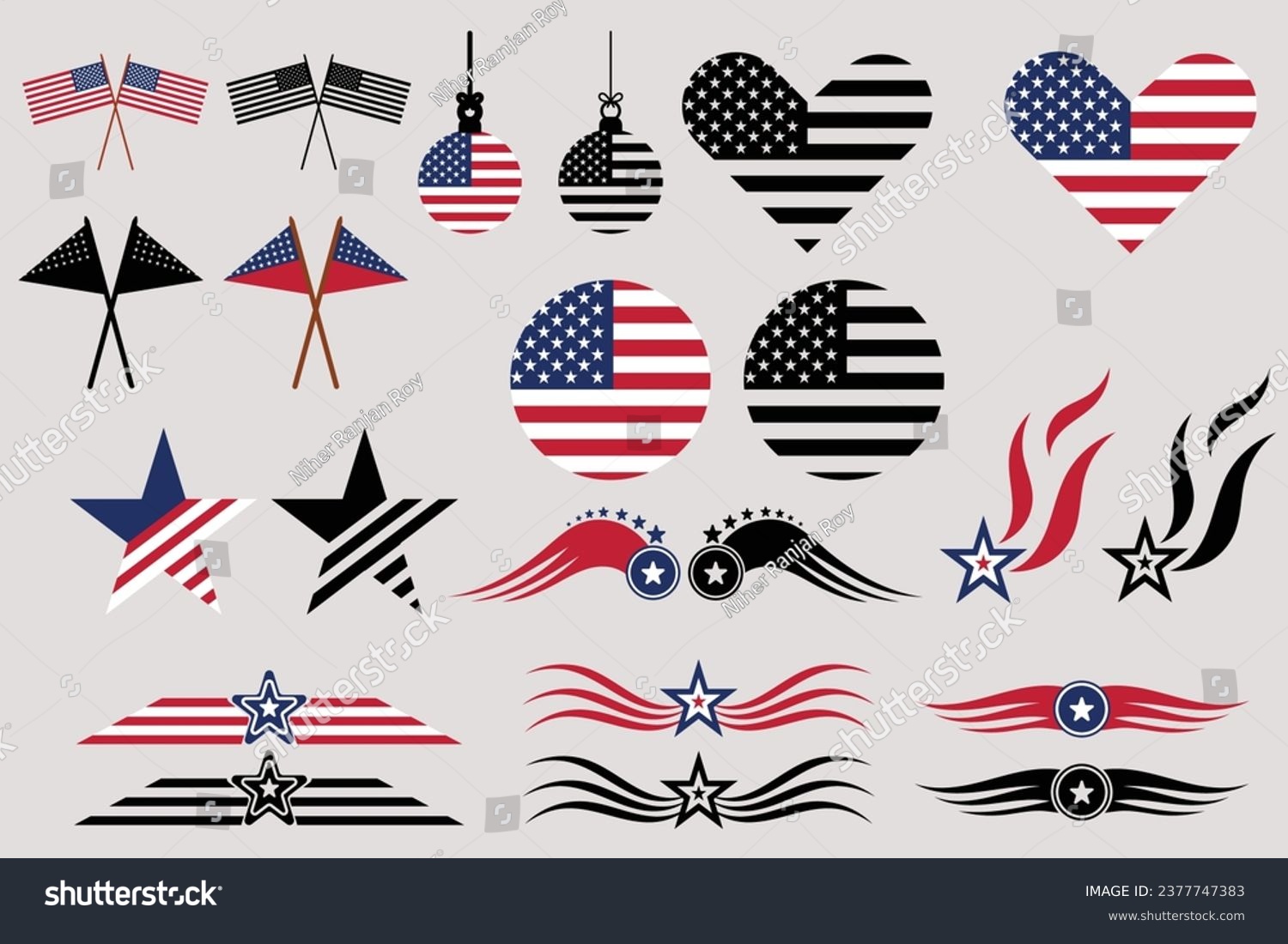 SVG of American Flag Elements Bundle Pack, American Flag, Distressed Flag, USA Flag, USA Patriot for cutting Machine Files svg