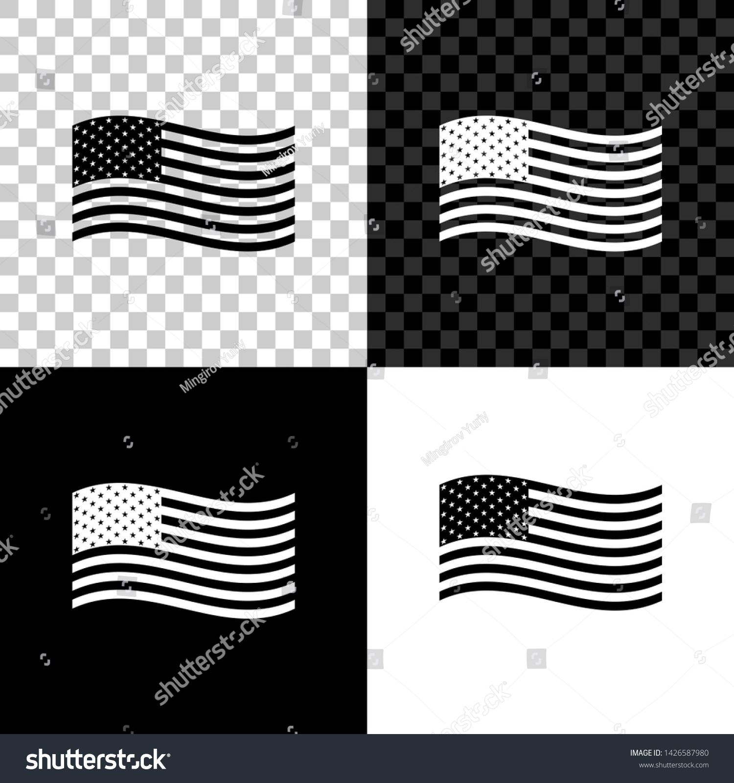 American Flag Icon Isolated On Black Stock Vector Royalty Free
