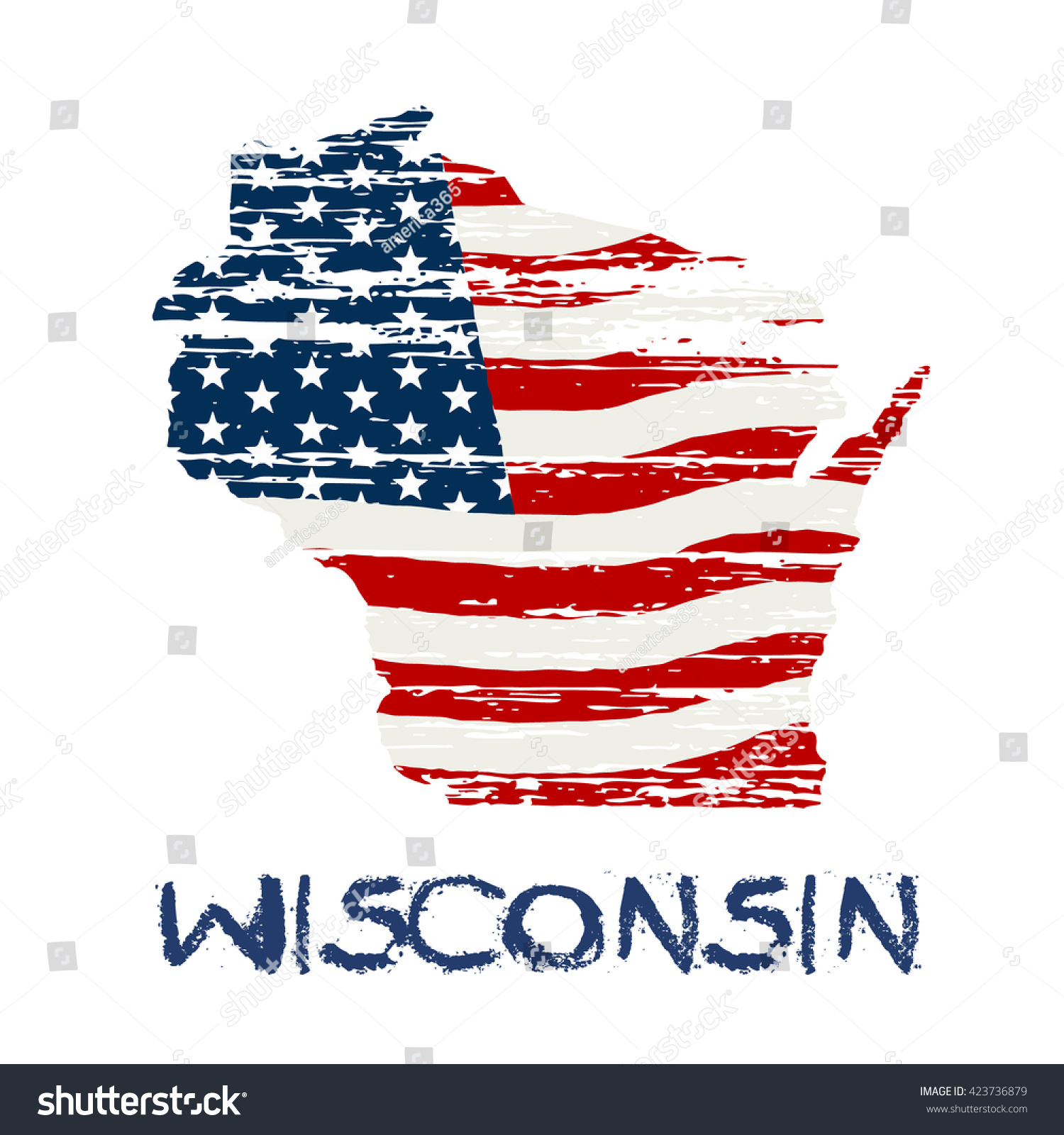 American Flag Wisconsin Map Vector Grunge Stock Vector (Royalty Free ...