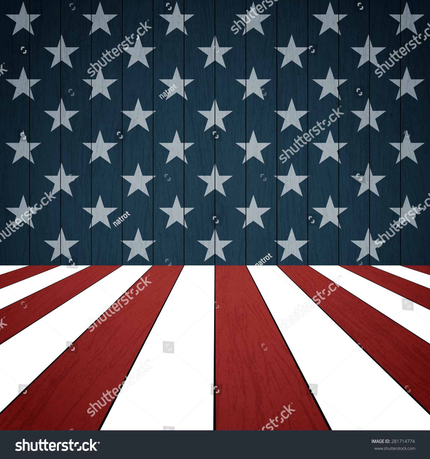 American Flag On Wood Background Vector Stock Vector 281714774